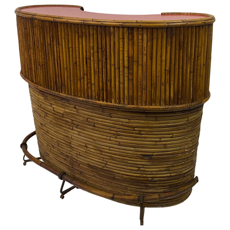 Mid Century Bamboo Cocktail Bar at 1stDibs