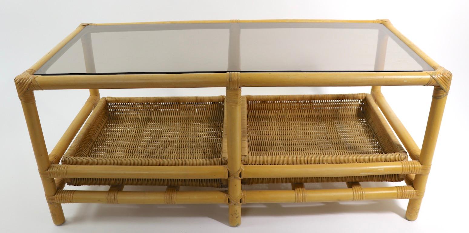 Mid-Century Modern Mid  Century Bamboo Coffee Table Attributed to Ficks Reed