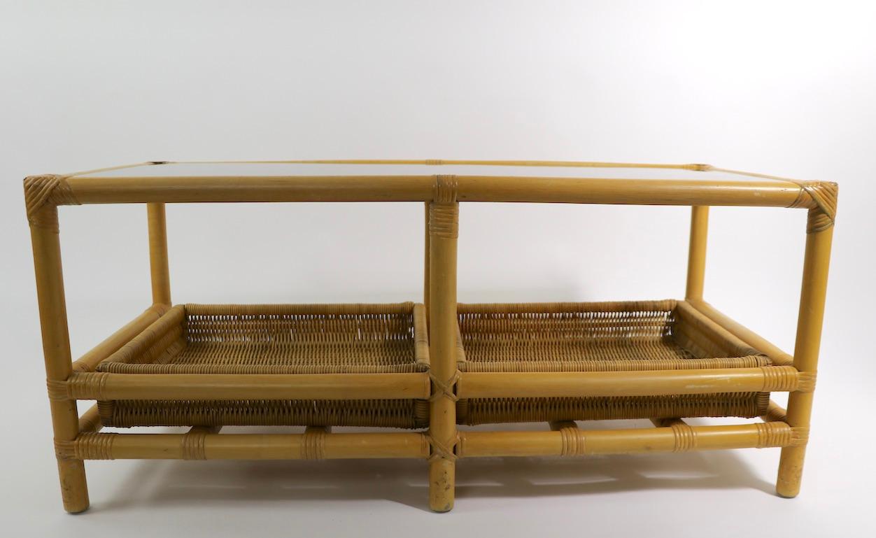 American Mid  Century Bamboo Coffee Table Attributed to Ficks Reed