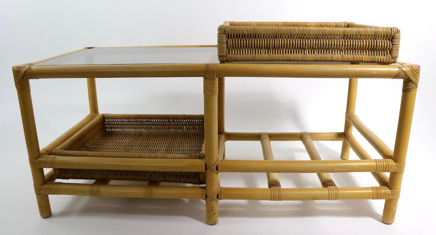 Mid  Century Bamboo Coffee Table Attributed to Ficks Reed 3