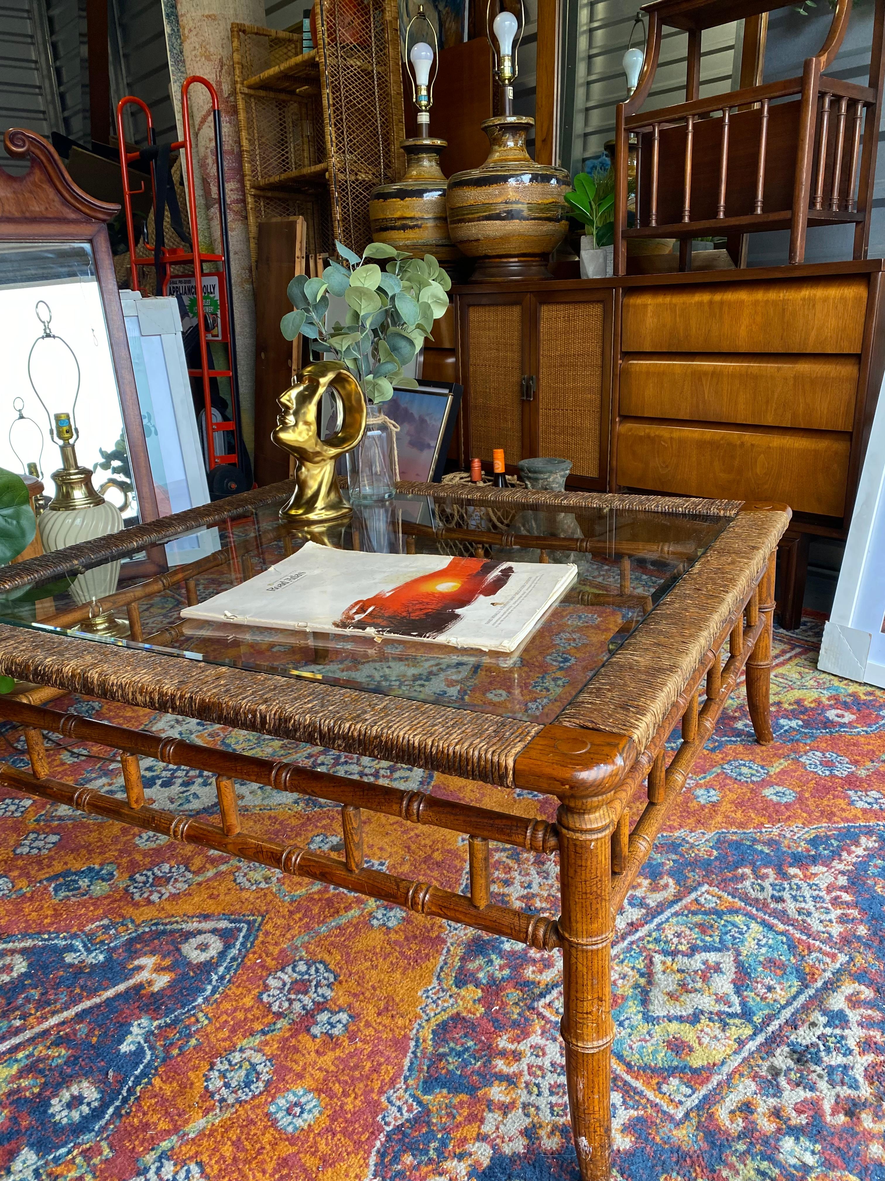 Midcentury Bamboo Coffee Table 5