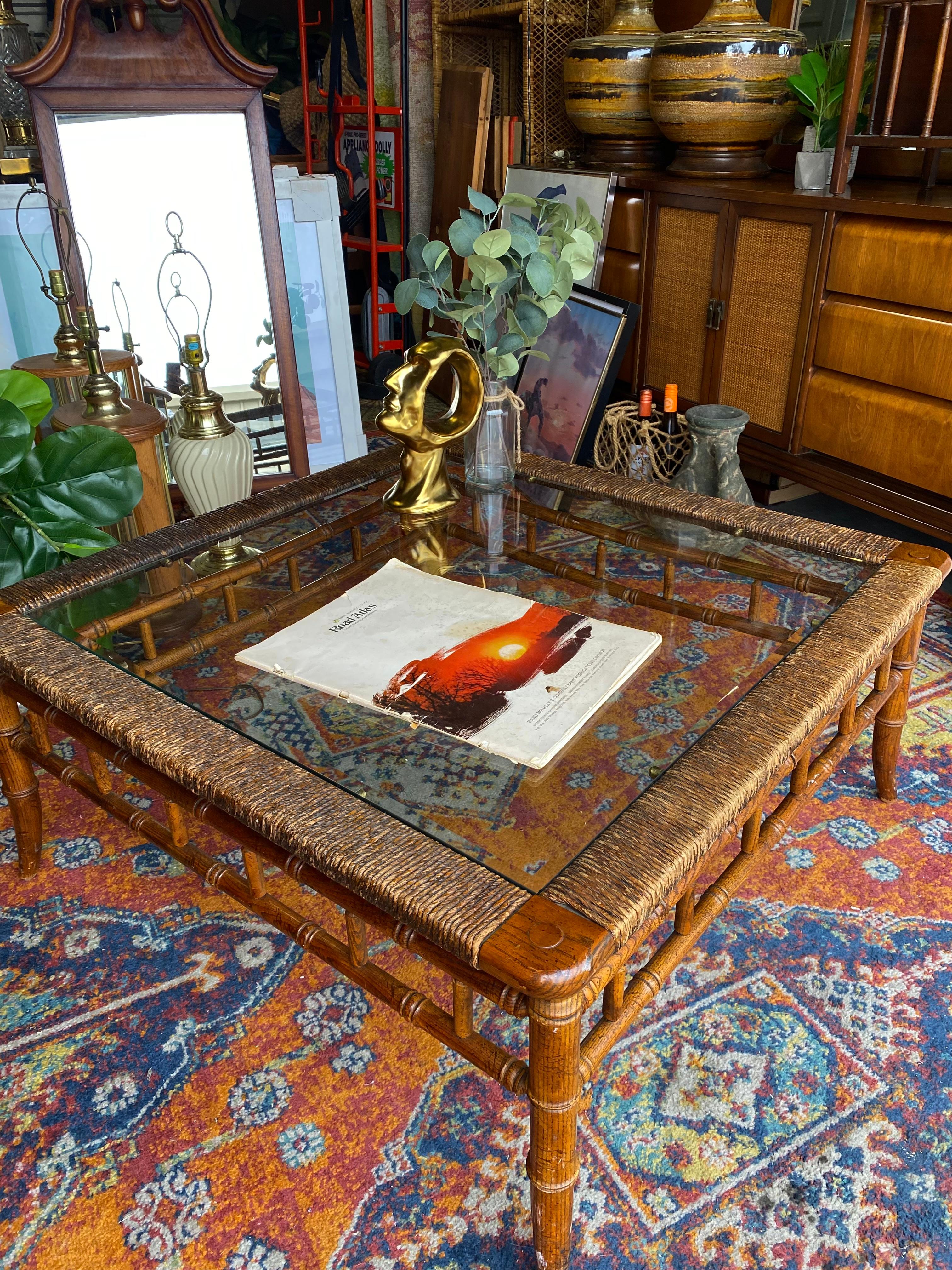 Midcentury Bamboo Coffee Table 6