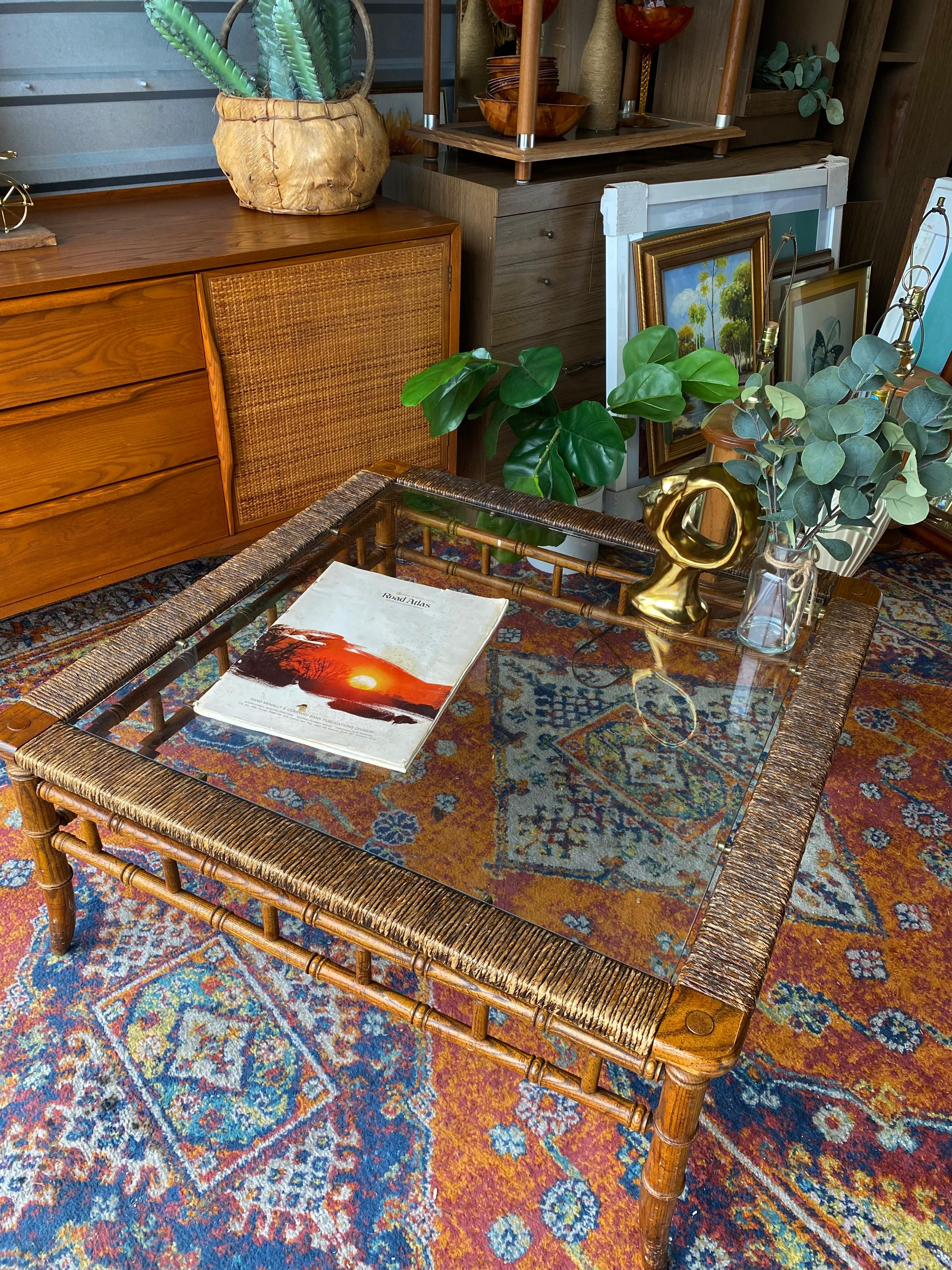 Midcentury Bamboo Coffee Table 7