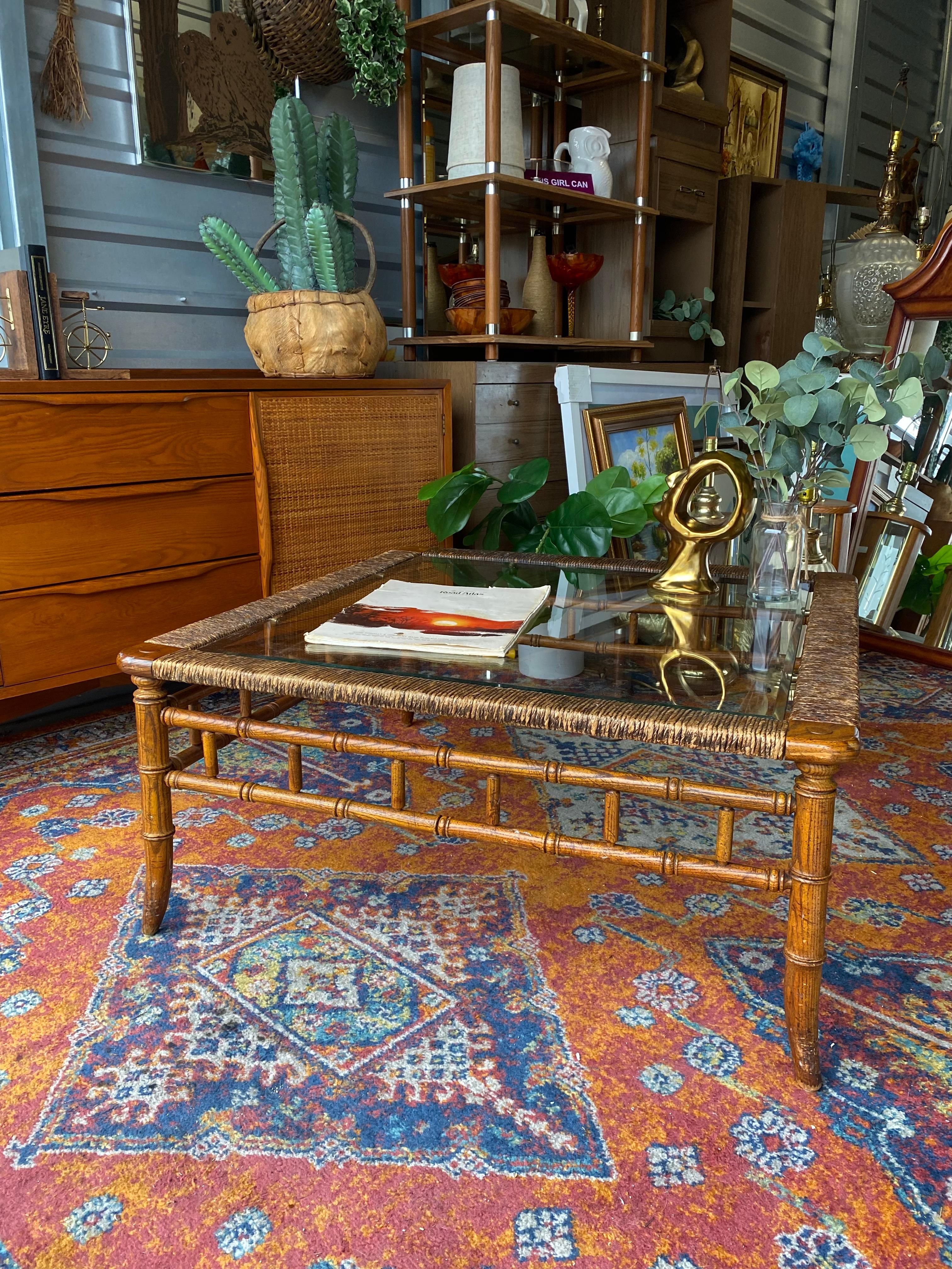 Faux Bamboo Midcentury Bamboo Coffee Table