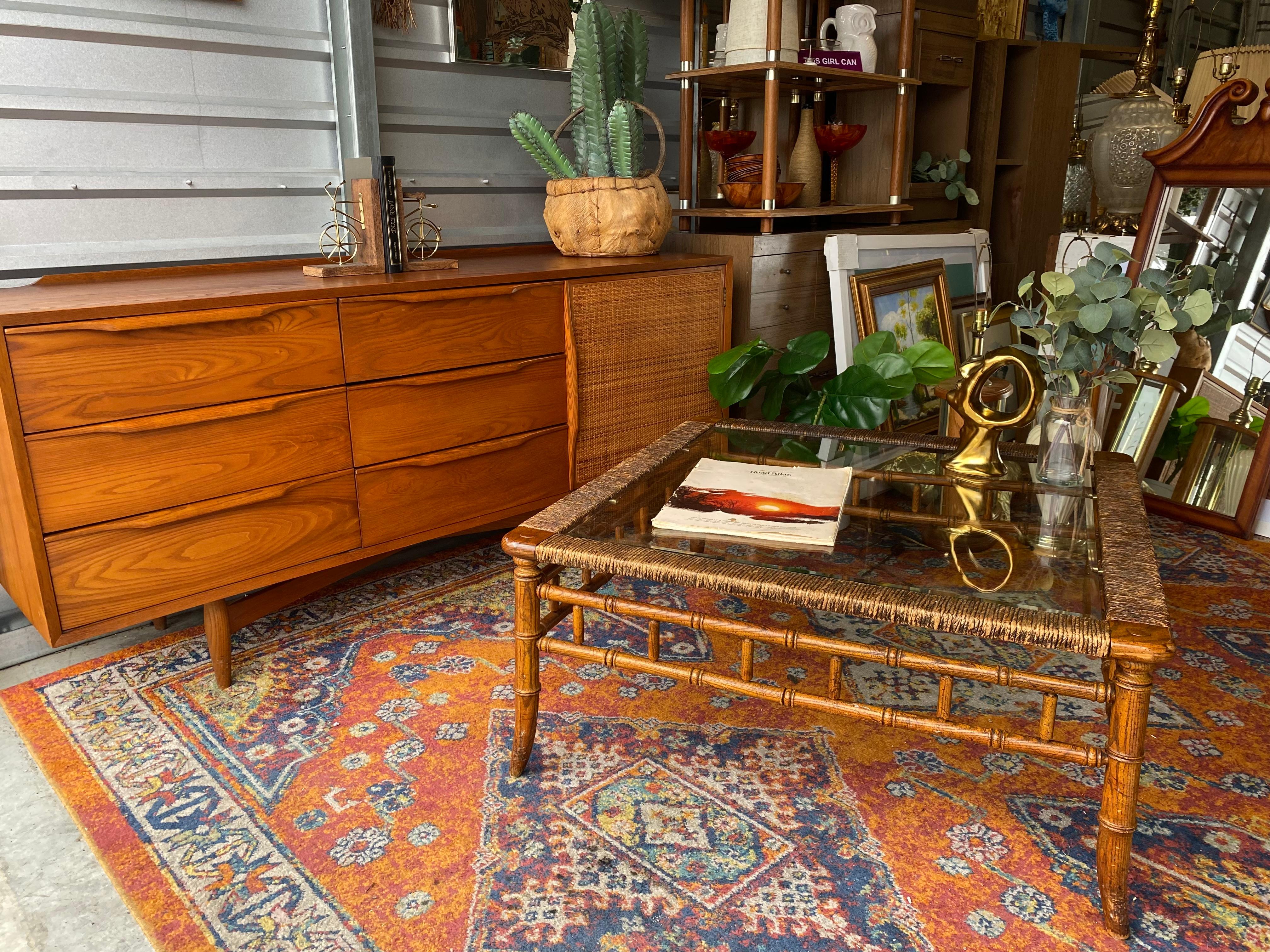 Midcentury Bamboo Coffee Table 1