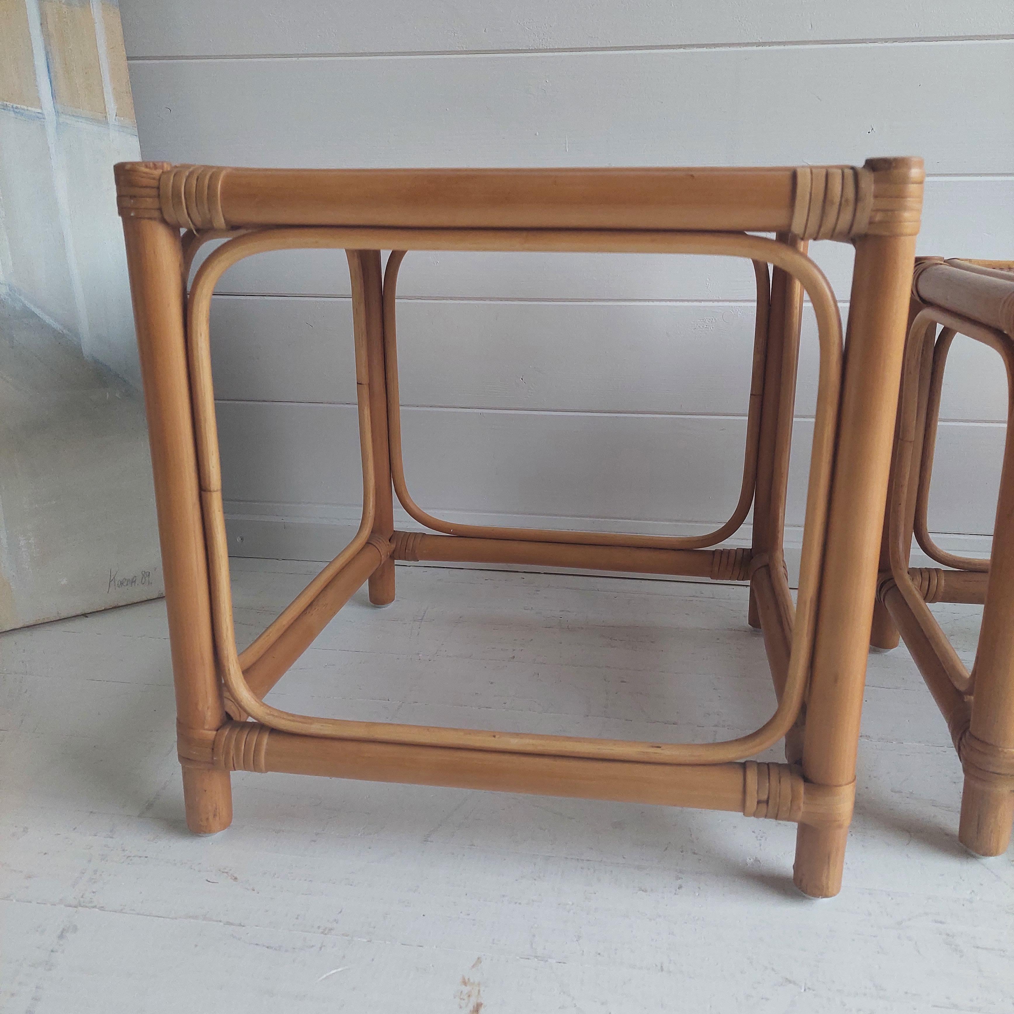 Mid Century Bamboo Cube Nest of Tables Rattan Cane, 196-70s 4