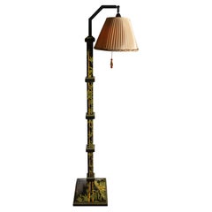 Mid-Century Bamboo Decorated Standing Floor Lamp with Shade