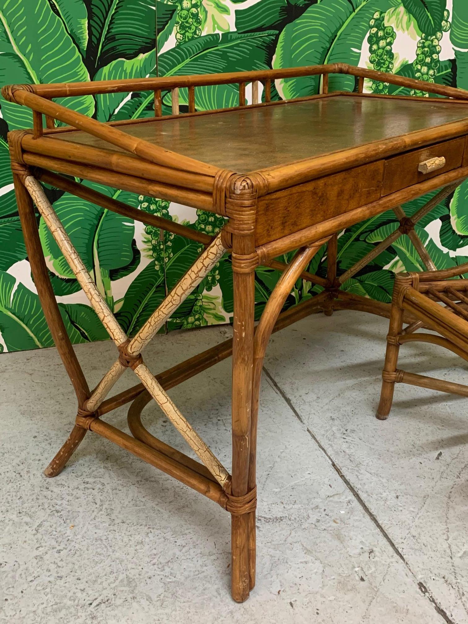 Midcentury Bamboo Desk and Chair 4