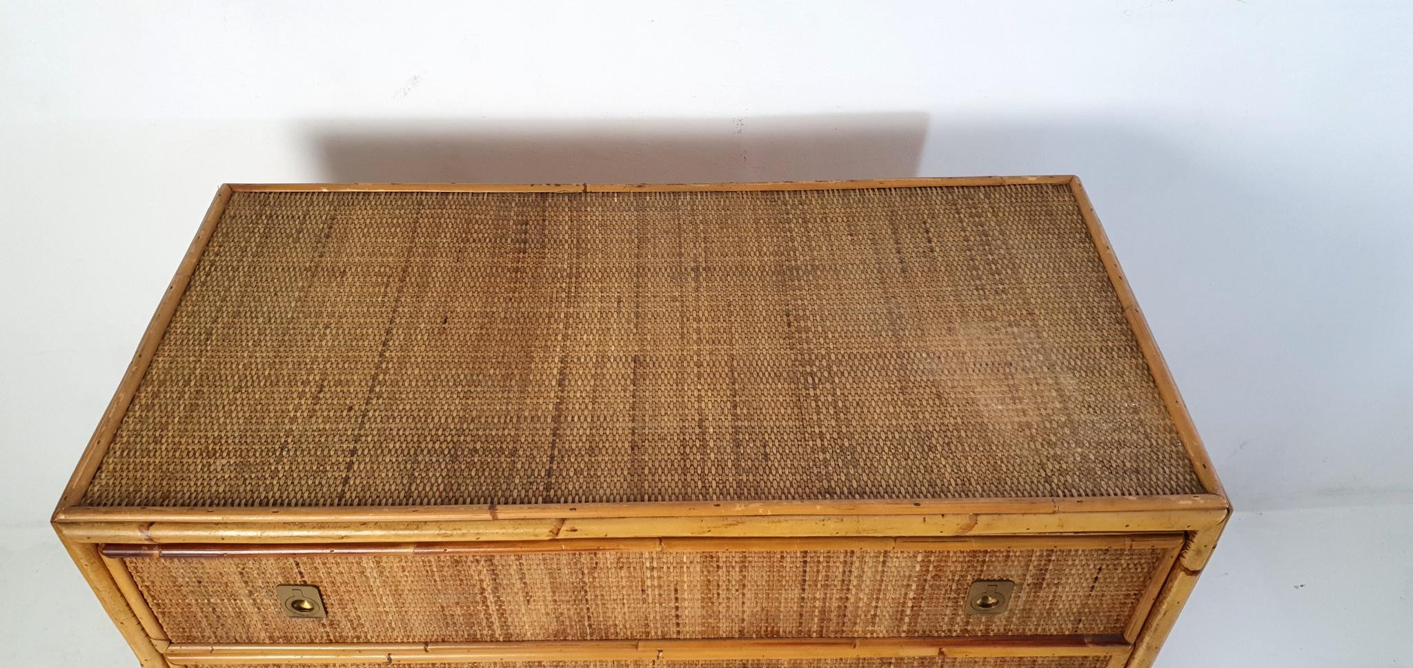 Mid Century Bamboo Dresser by Vivai del Sud, Italy For Sale 1