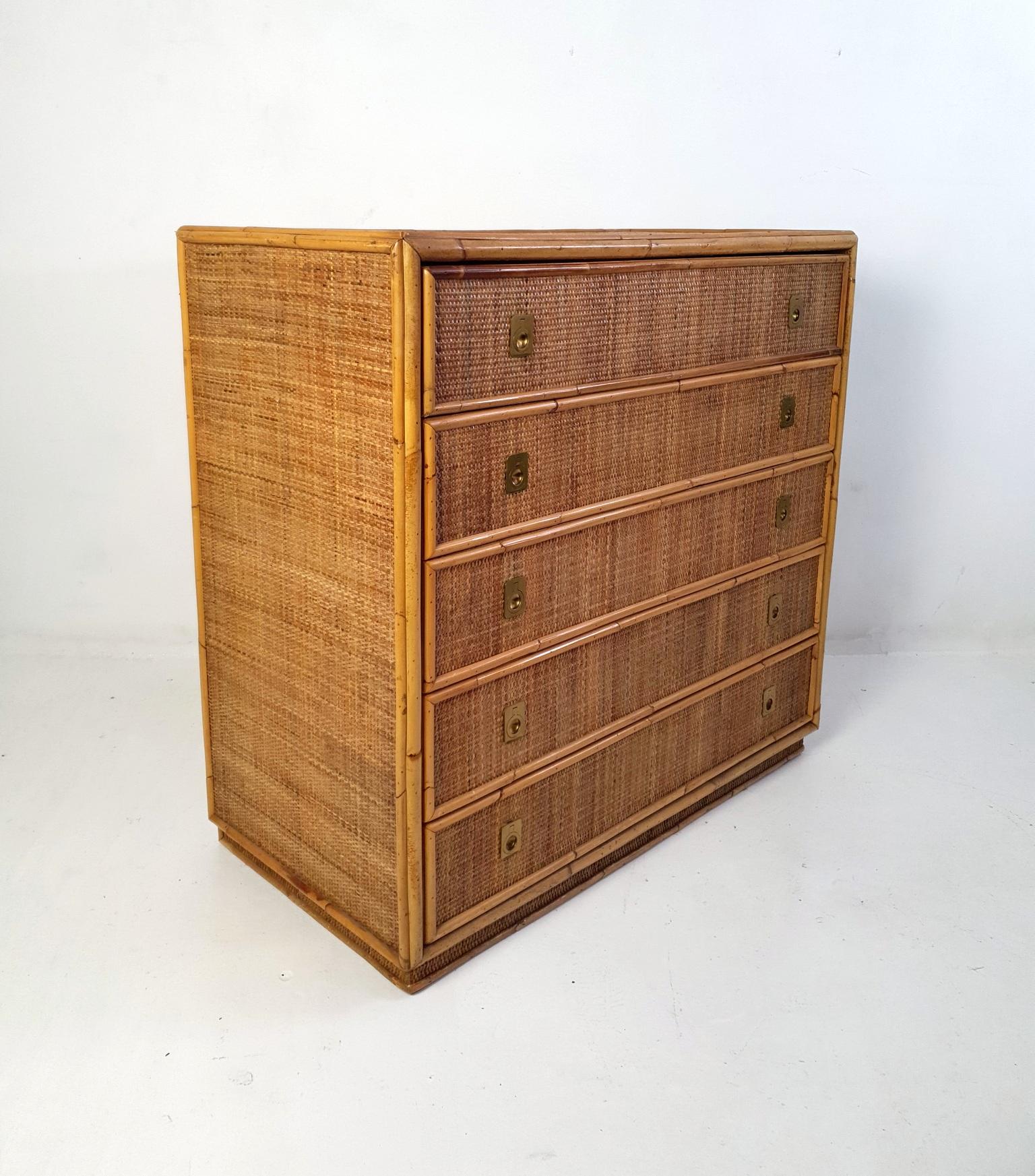 Mid Century Bamboo Dresser by Vivai del Sud, Italy For Sale 2