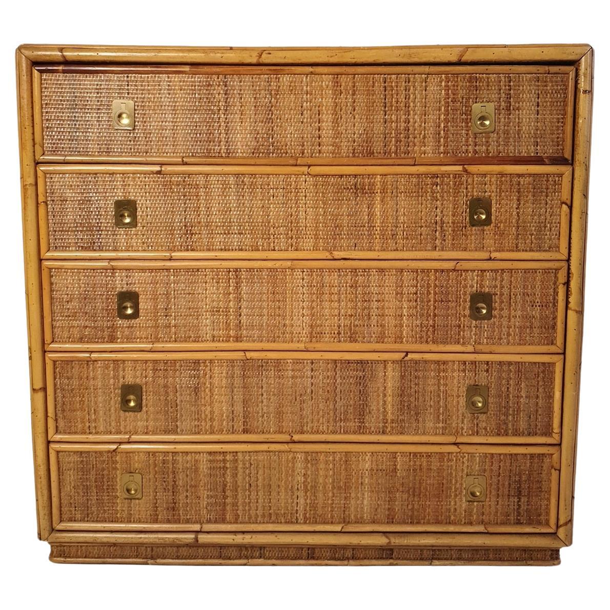Mid Century Bamboo Dresser by Vivai del Sud, Italy For Sale
