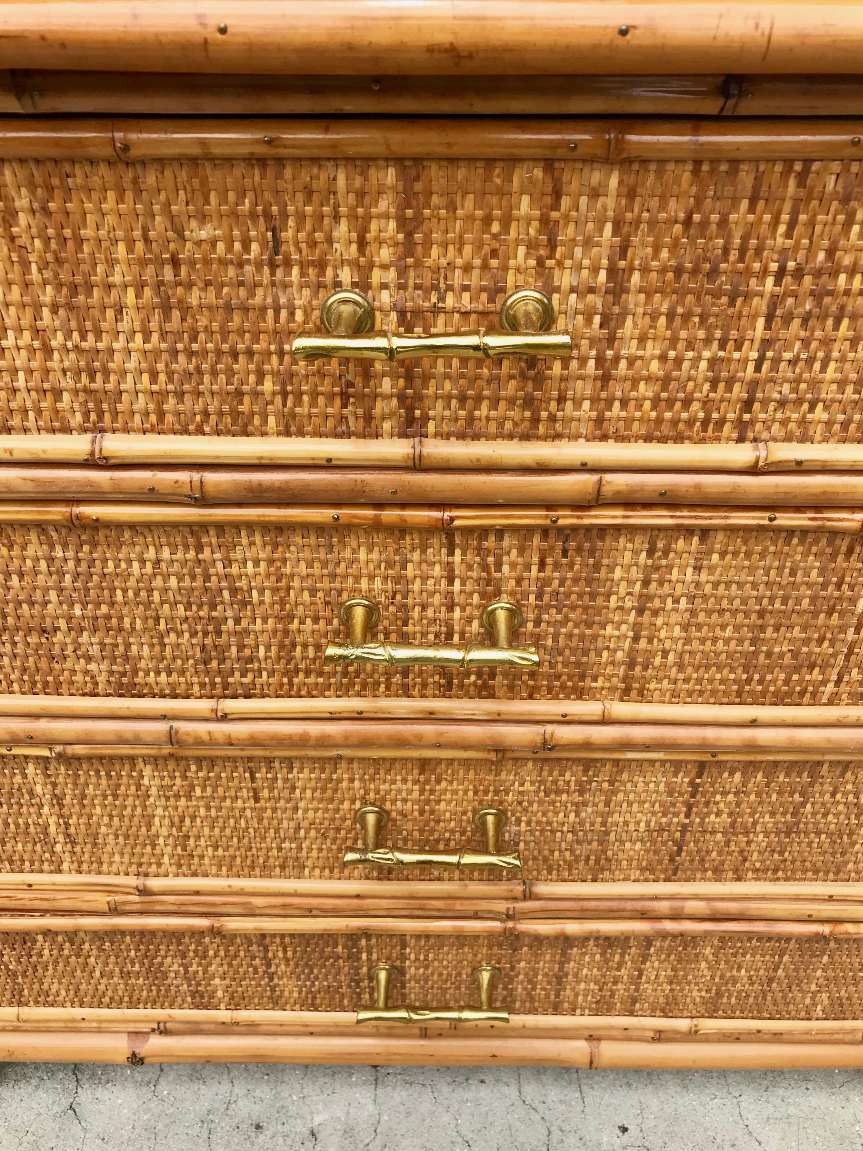 Mid Century Bamboo Dresser 5