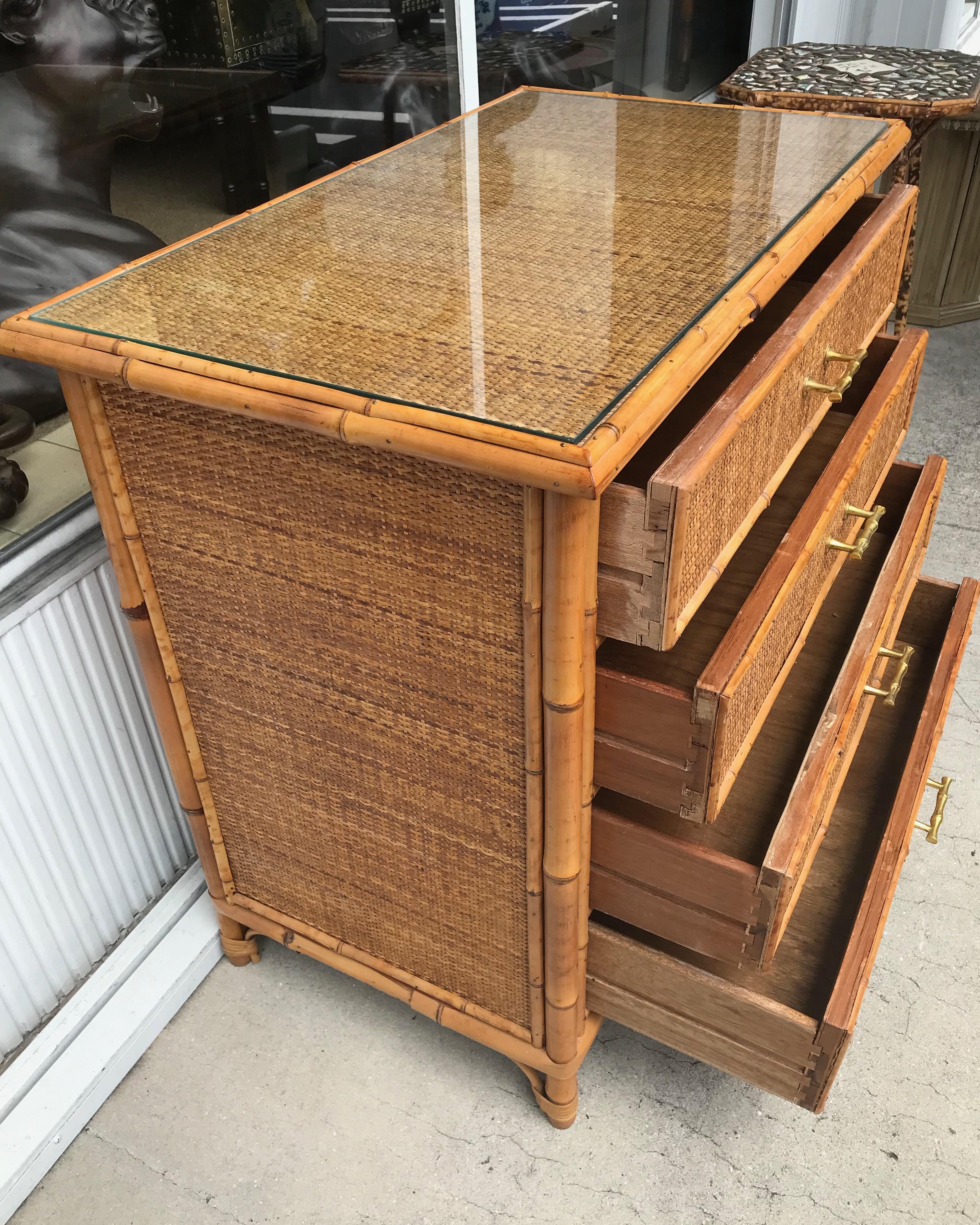 Mid Century Bamboo Dresser 1
