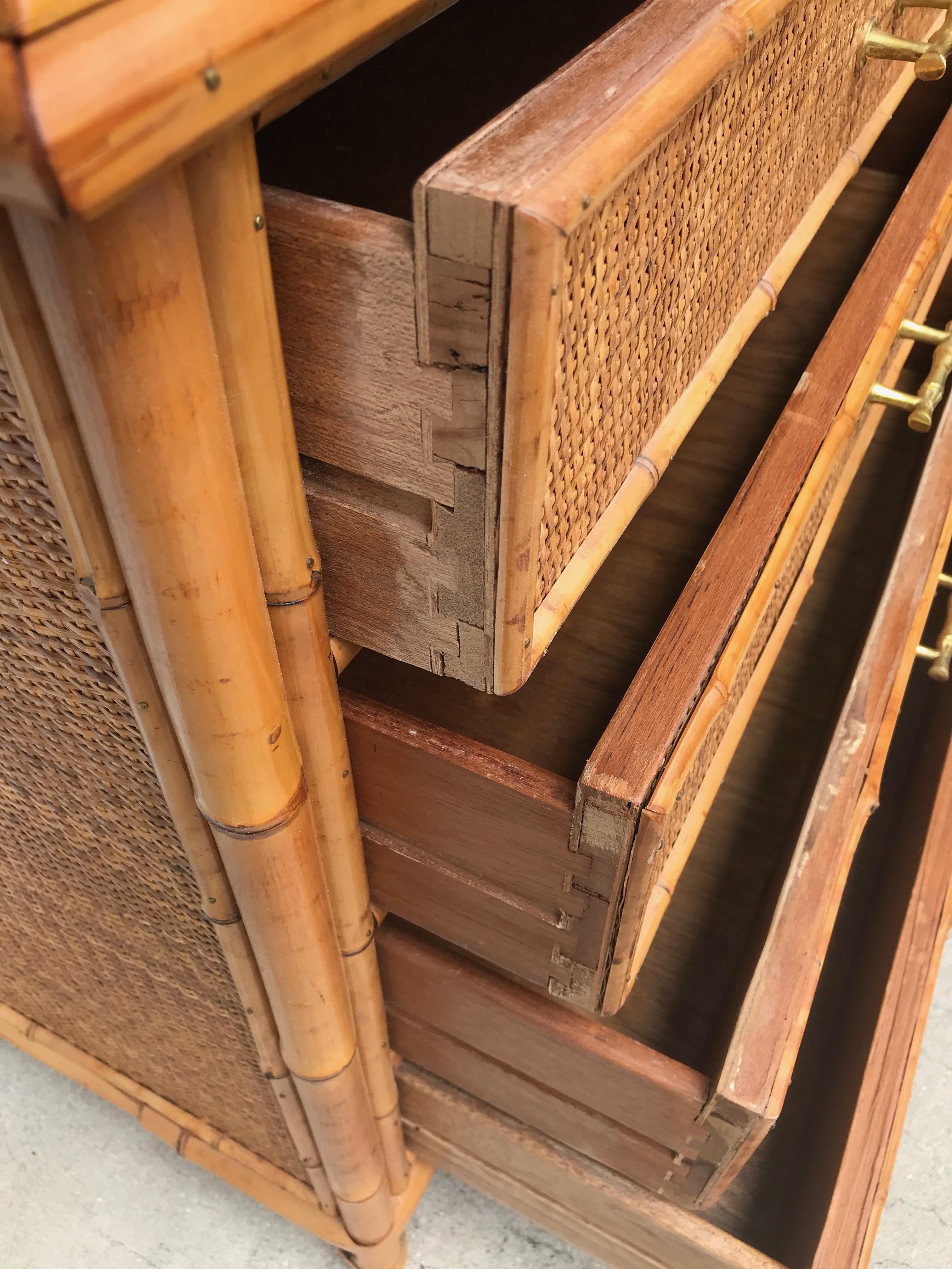 Mid Century Bamboo Dresser 2