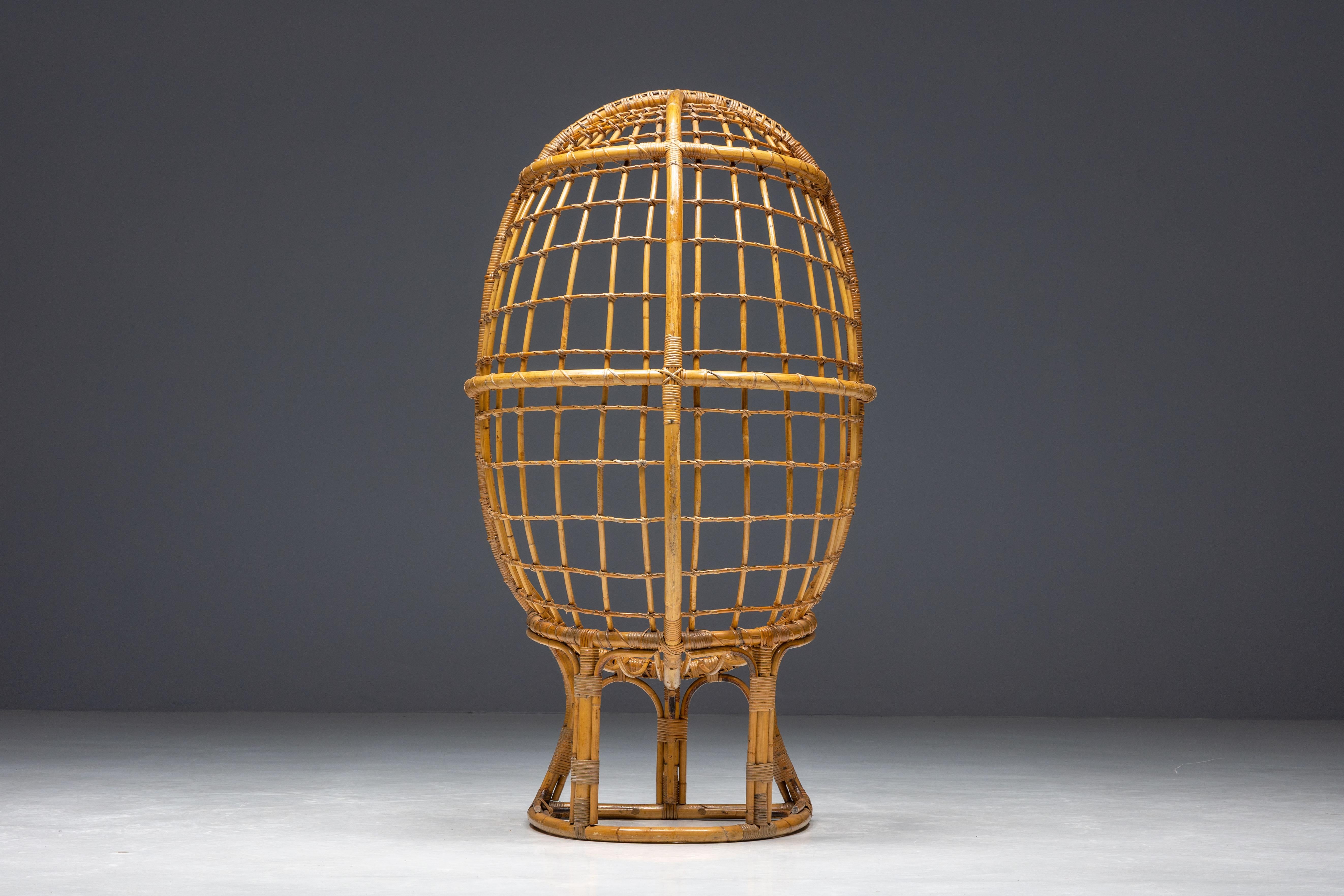 Mid-Century Bamboo Egg Chair, Italy, 1970s For Sale 5