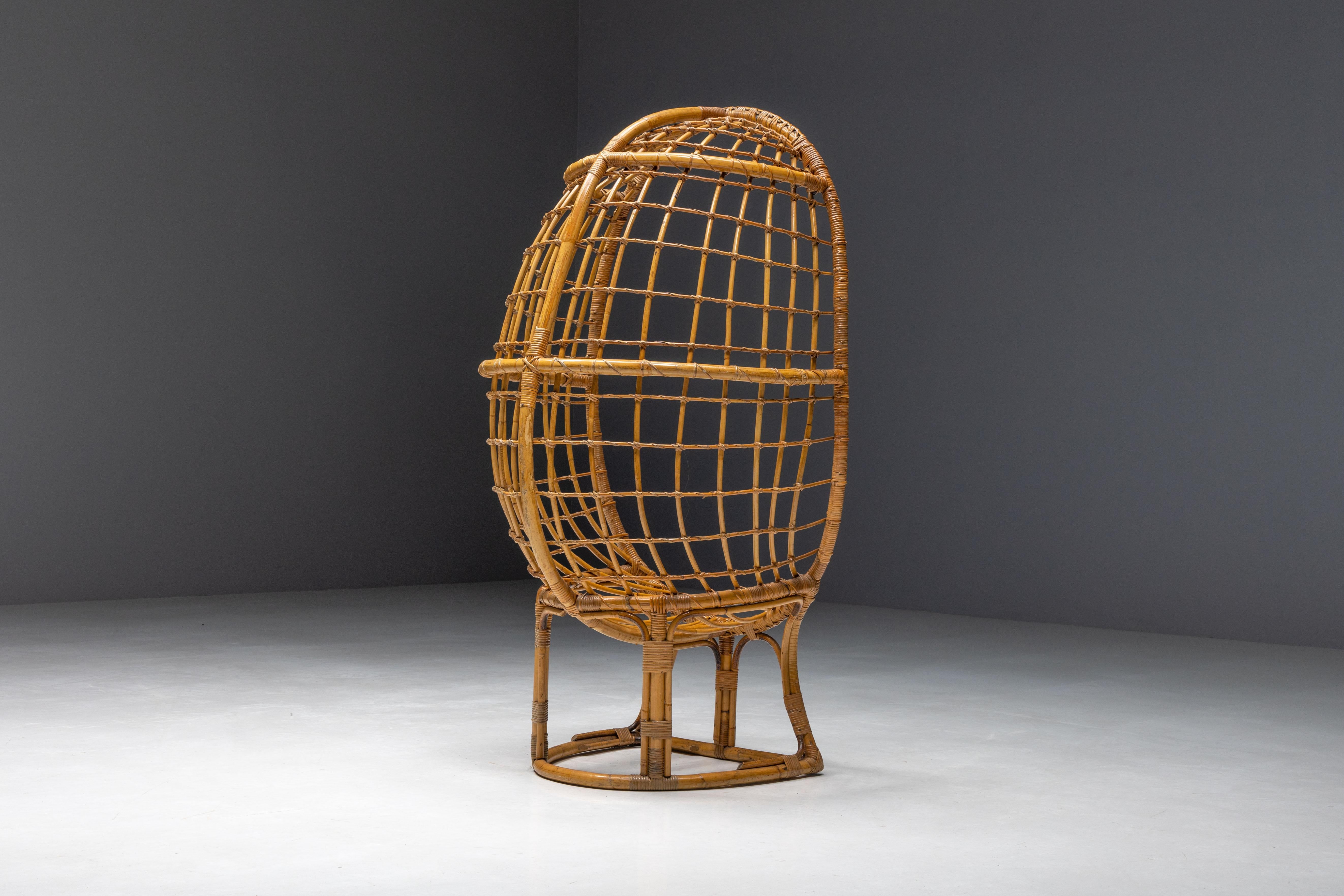 Mid-Century Bamboo Egg Chair, Italy, 1970s For Sale 6