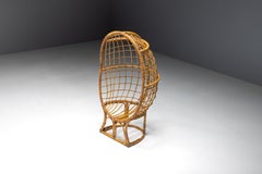 Mid-Century Bamboo Egg Chair, Italian Design, 1970s, Lounge Seating