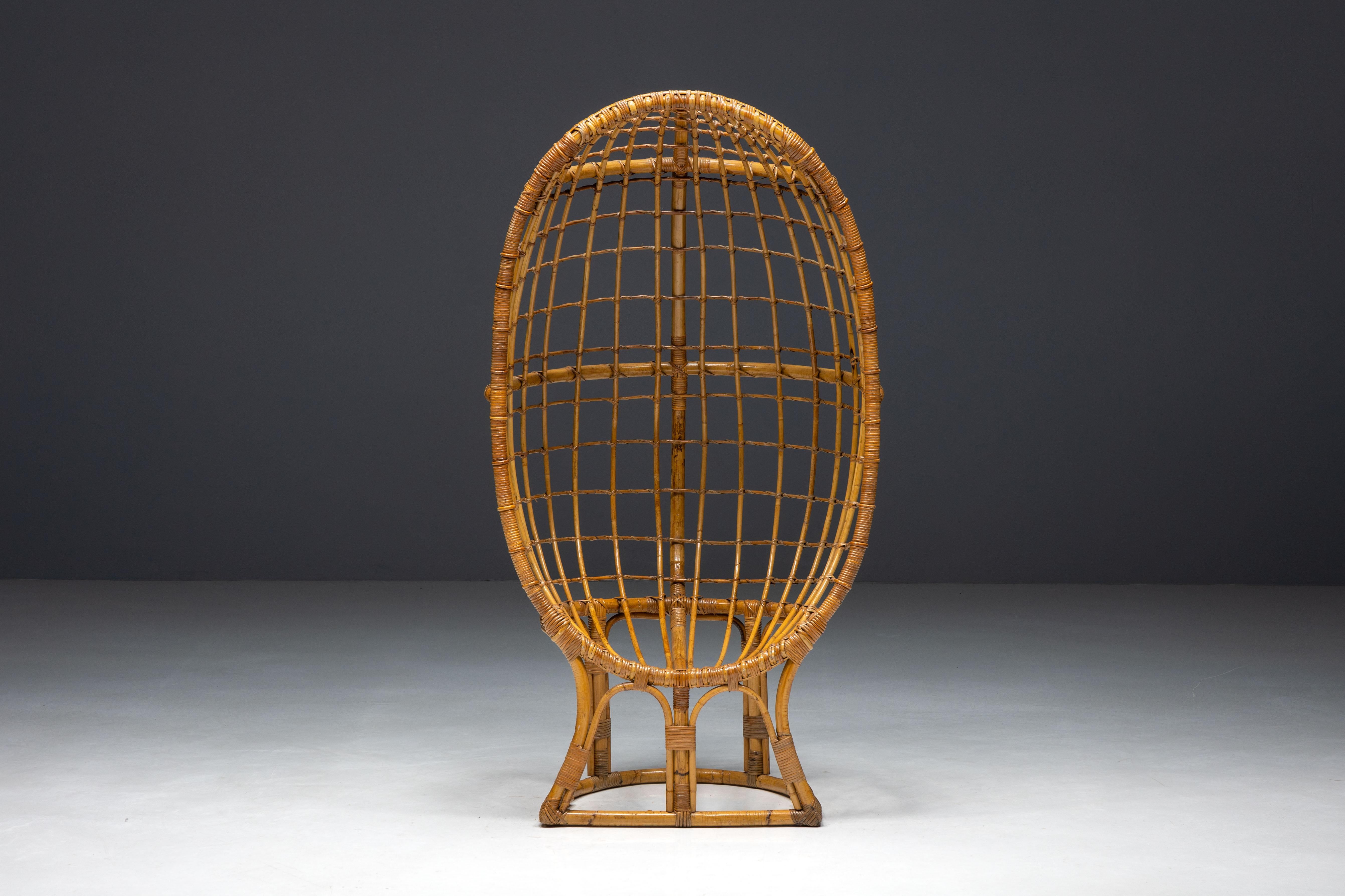 Mid-Century Modern Mid-Century Bamboo Egg Chair, Italy, 1970s For Sale