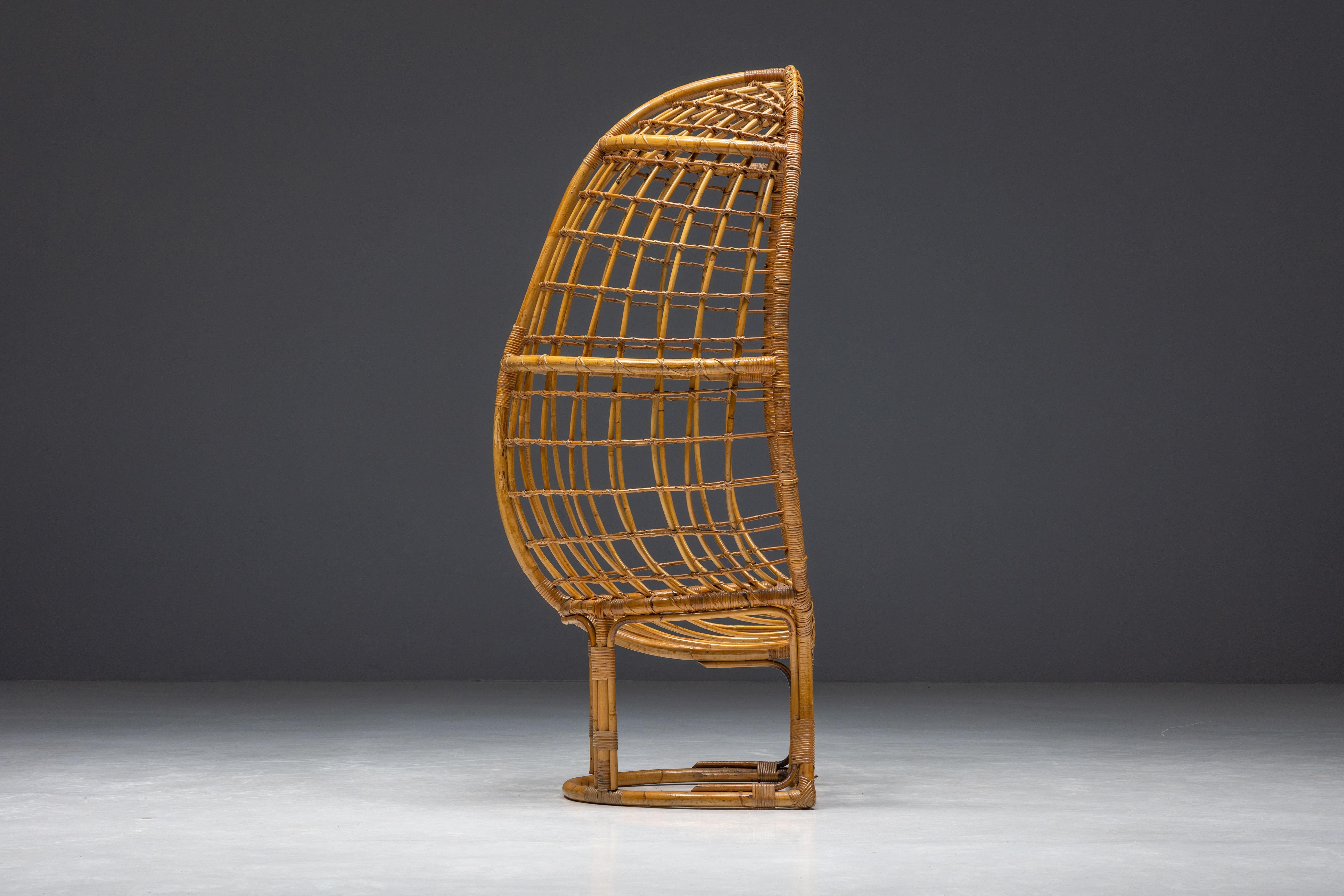 Mid-Century Bamboo Egg Chair, Italy, 1970s For Sale 1