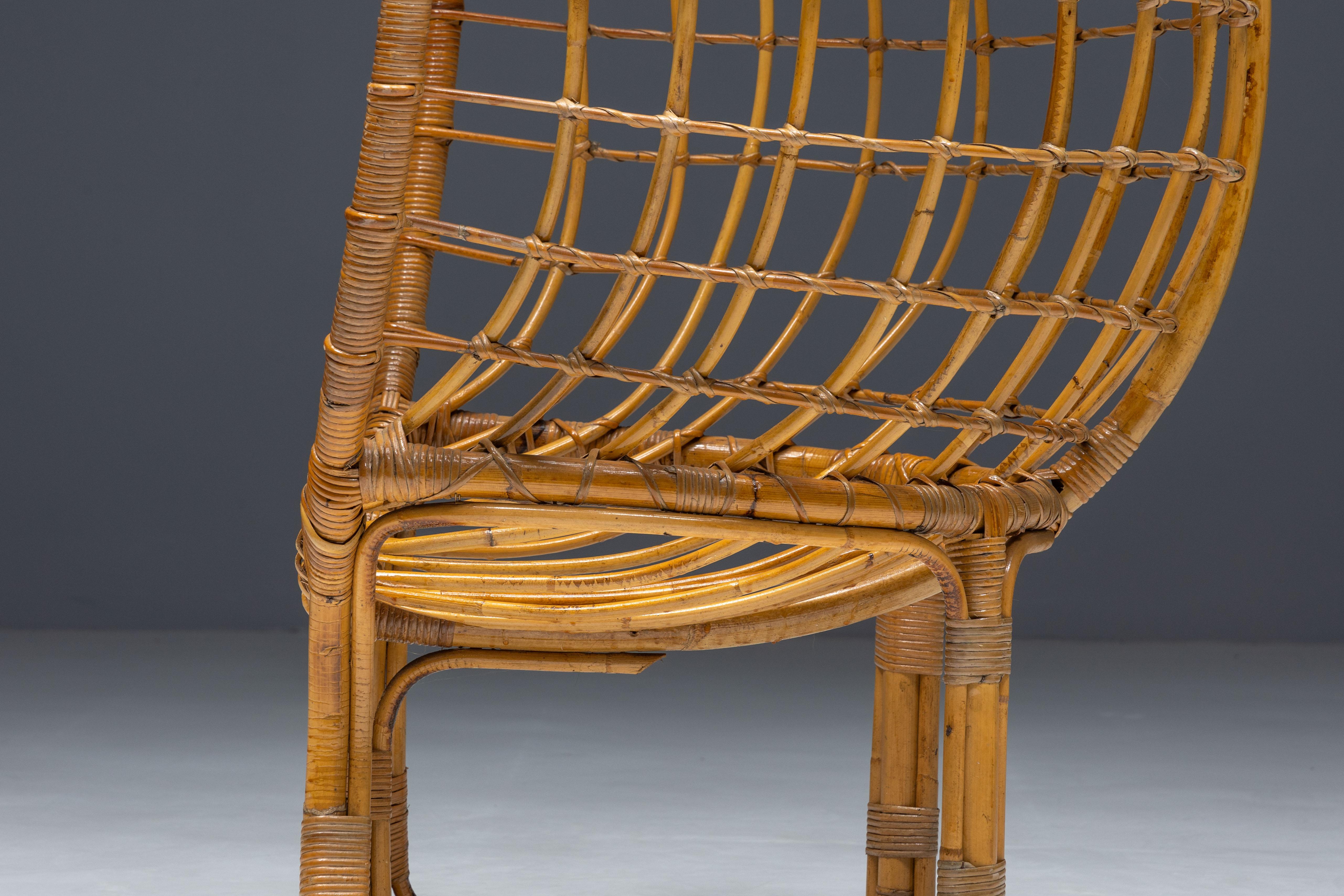 Mid-Century Bamboo Egg Chair, Italy, 1970s For Sale 2