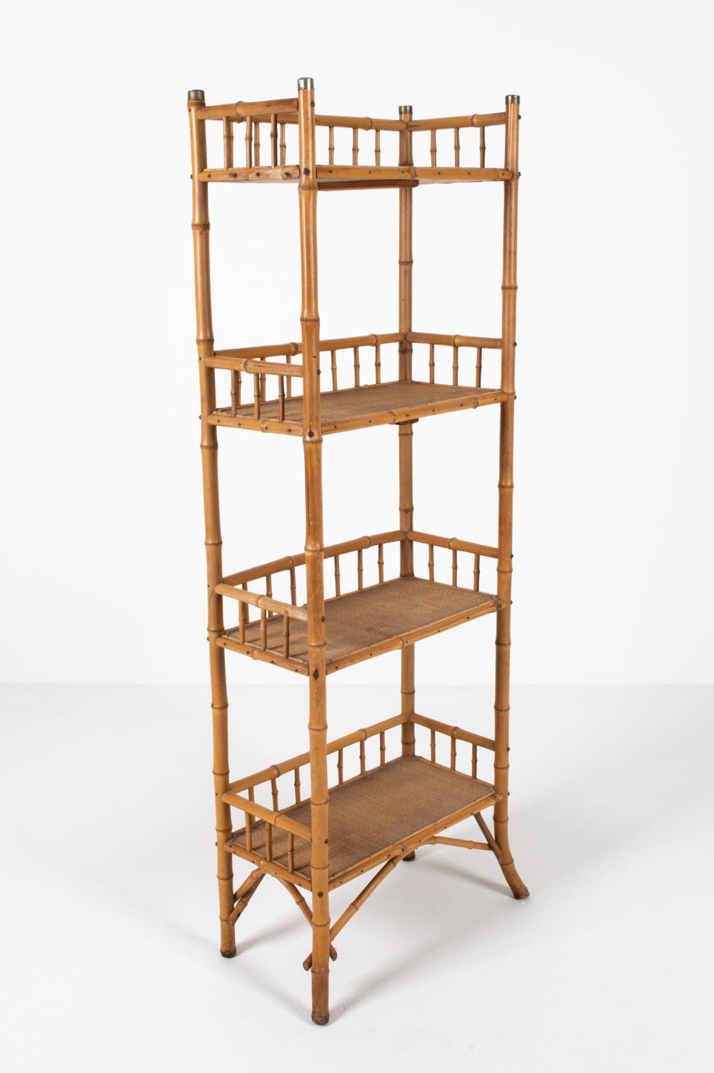 Mid-Century Bamboo Etagere in the Manner of R. Wengler, c. 1950's 6