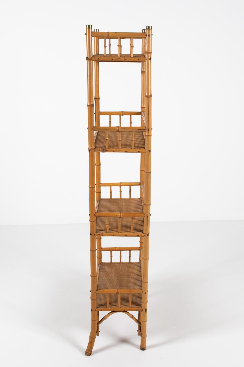 Mid-20th Century Mid-Century Bamboo Etagere in the Manner of R. Wengler, c. 1950's