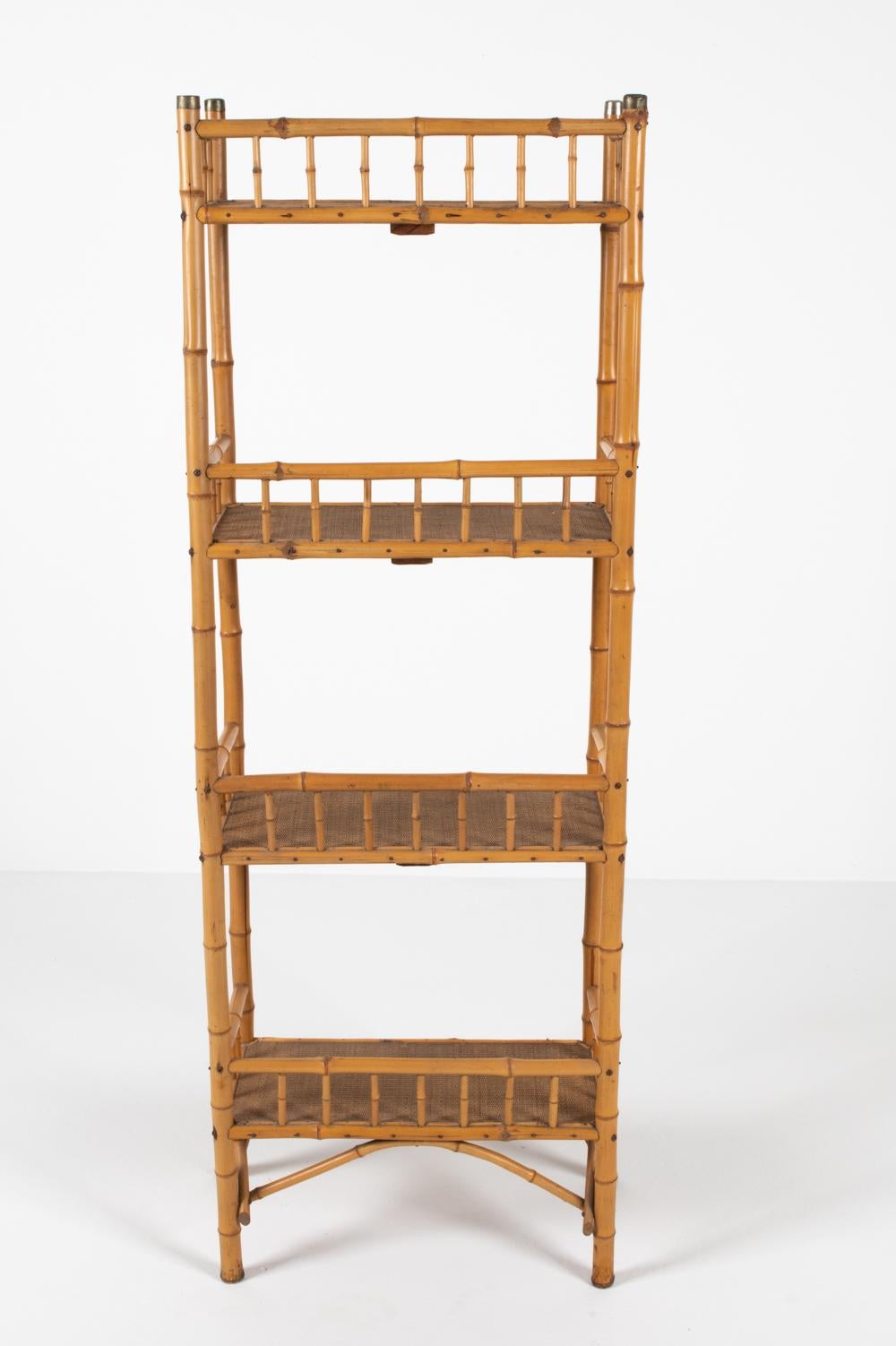 Mid-Century Bamboo Etagere in the Manner of R. Wengler, c. 1950's 2