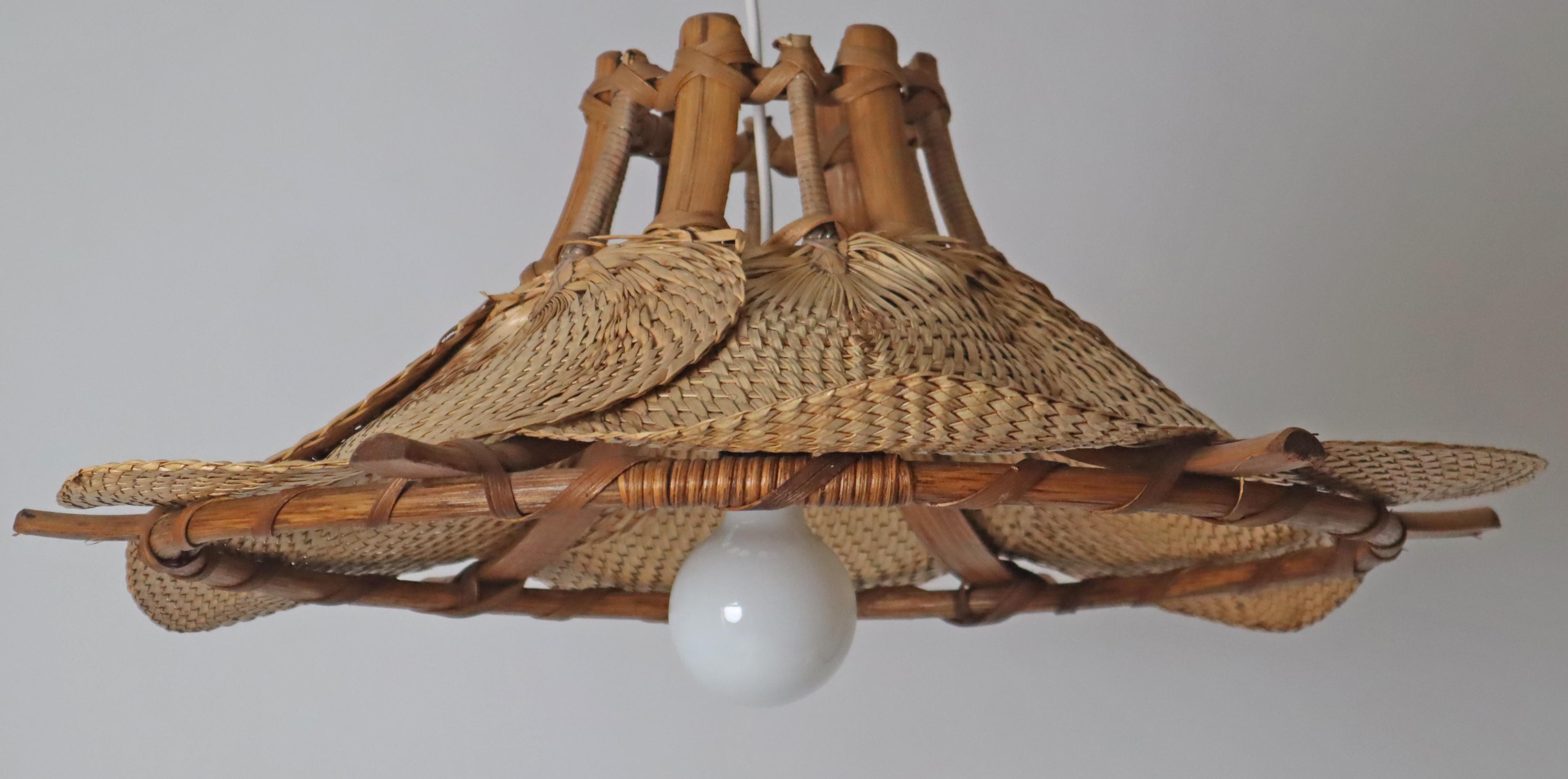 Lampada a ventaglio in bambù Uchiwa di metà secolo nello stile di Ingo Maurer in vendita 7
