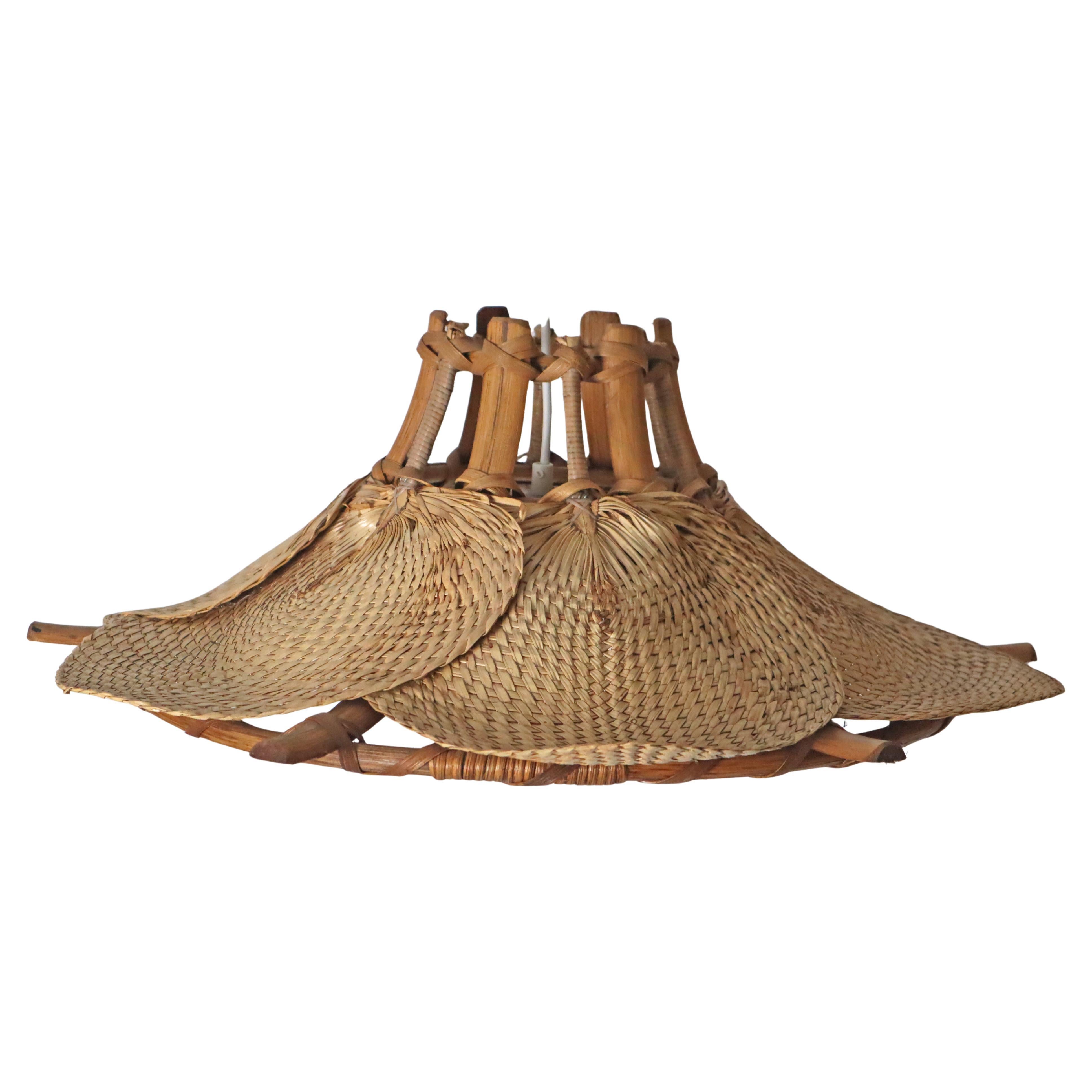 Mid-Century Uchiwa Bamboo Fan Lamp In The Style of Ingo Maurer