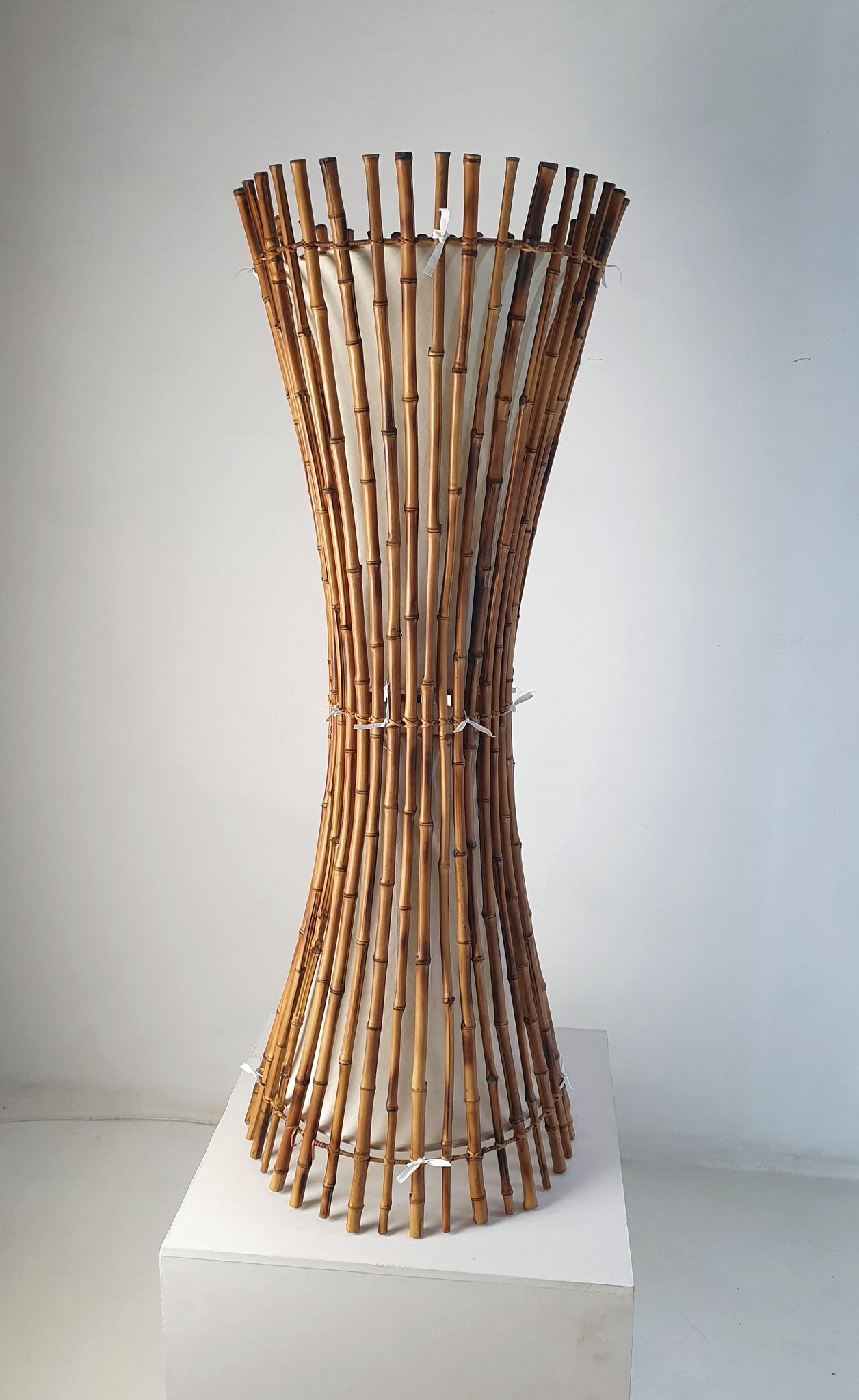 Italian Mid Century Bamboo Floor Lamp after Franco Albini, 1960s For Sale