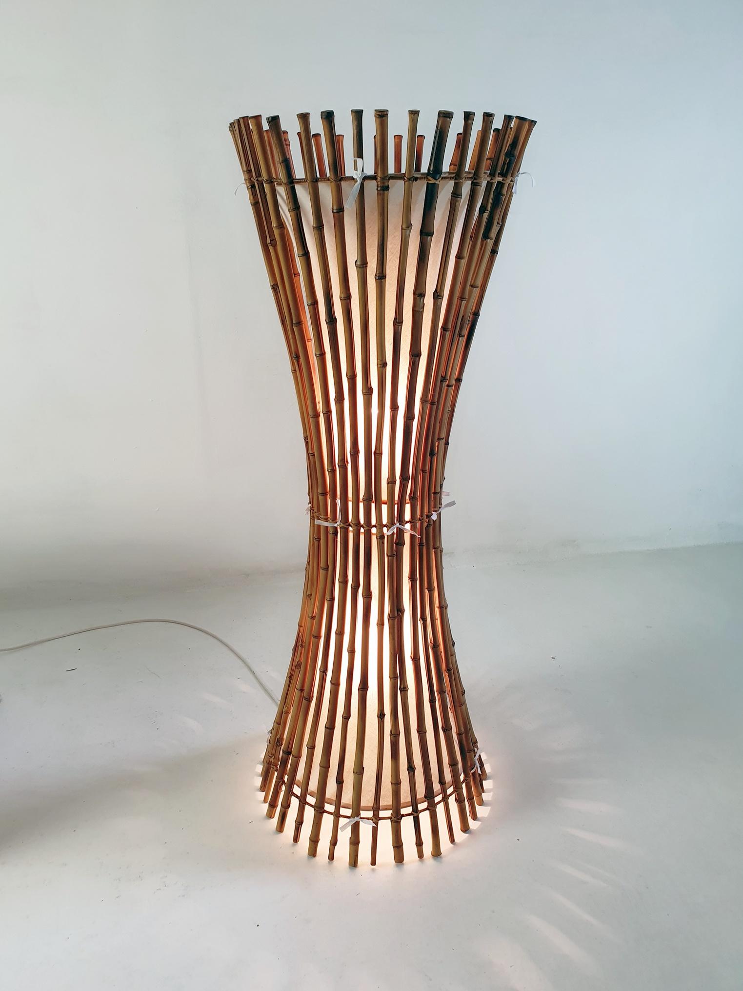 Lampada da terra in bambù di metà secolo dopo Franco Albini, anni '60 in vendita 1