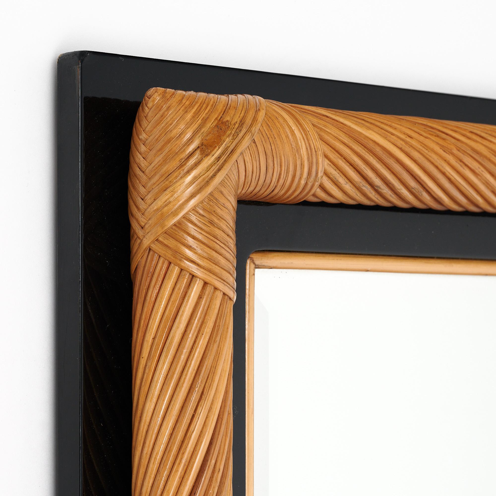 Late 20th Century Mid-Century Bamboo Full Length Mirror For Sale