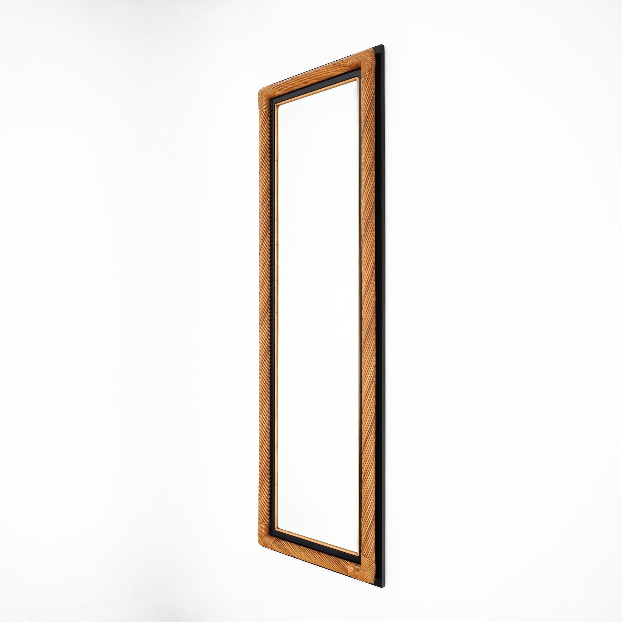 Mid-Century Bamboo Full Length Mirror For Sale 1
