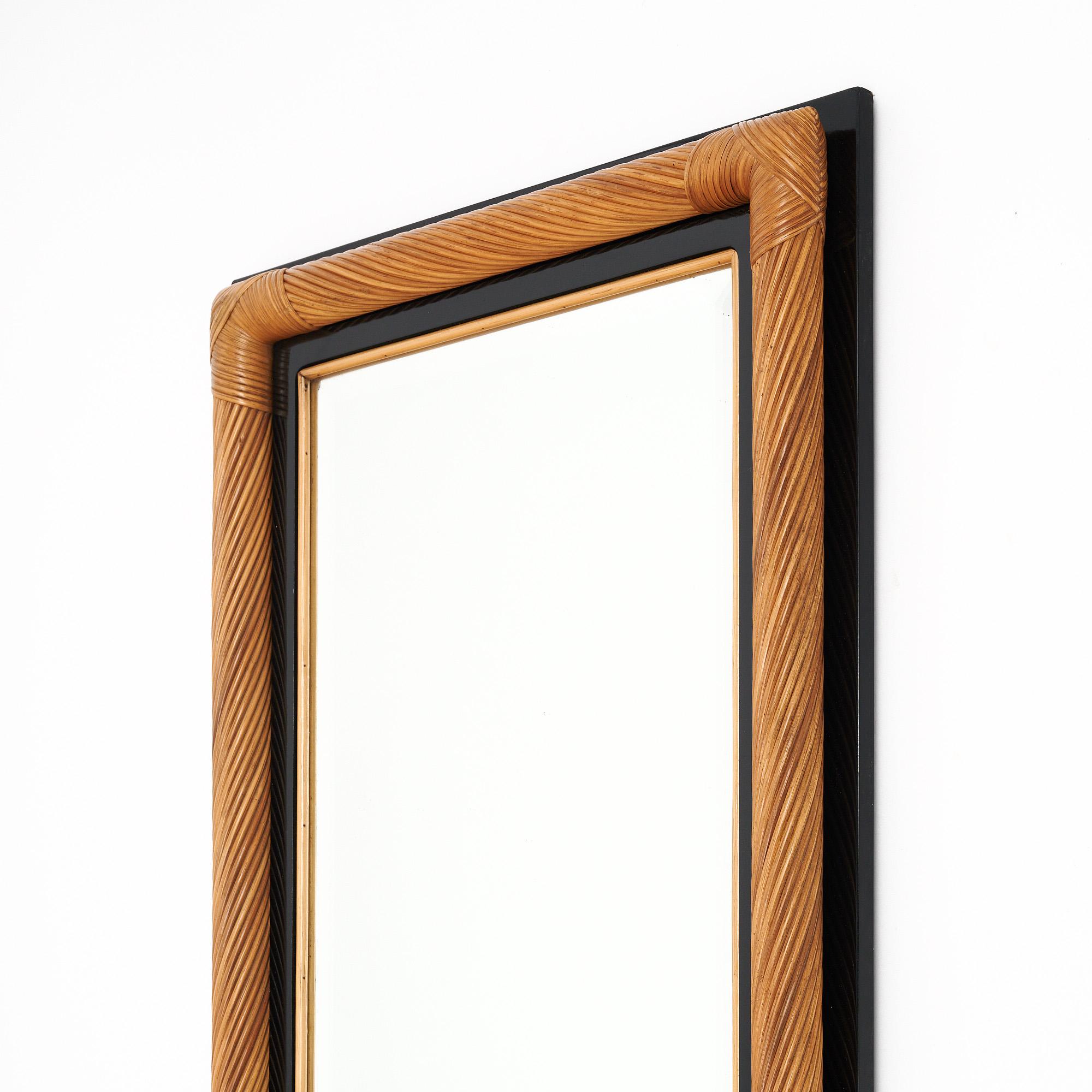 Mid-Century Bamboo Full Length Mirror For Sale 2