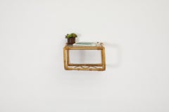 Mid-Century Bamboo & Glass Wall Shelf in the Manner of Vittorio Bonacina