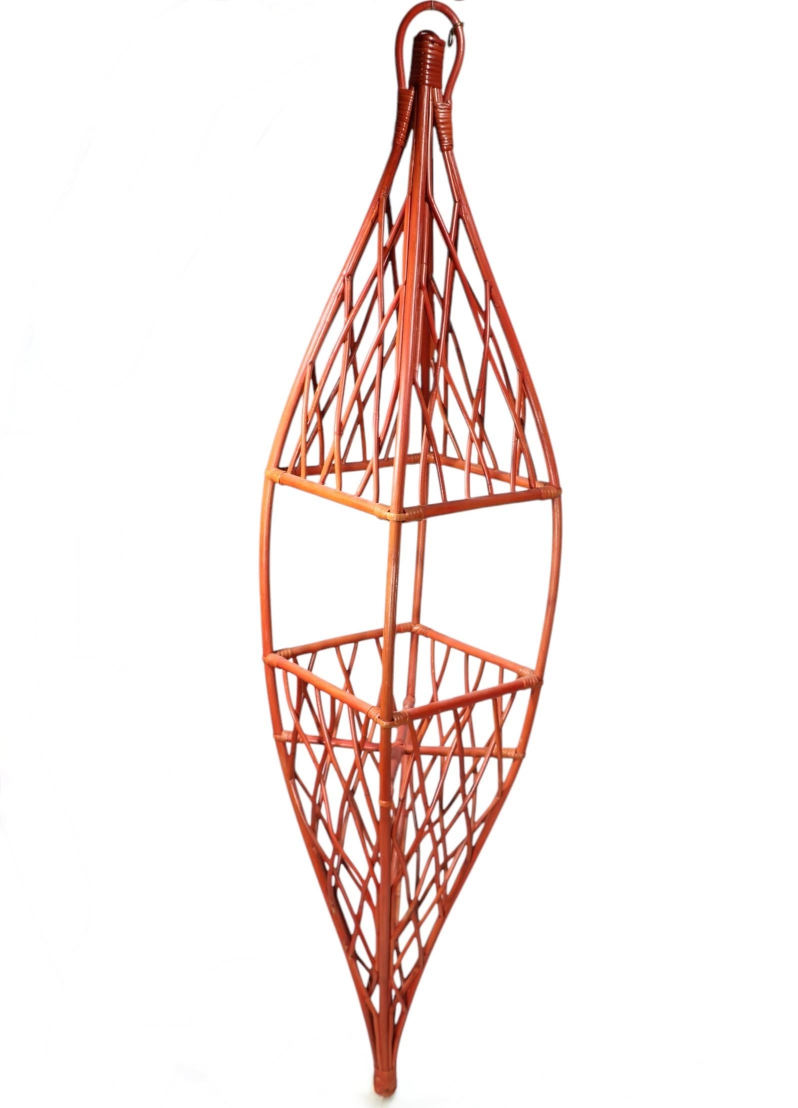 Fioriera pensile in bambù di metà secolo, attribuita a Henry Olko c. 1970 In condizioni buone in vendita a New York, NY