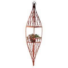 Mid Century Bamboo Hanging Planter att. to Henry Olko c. 1970's