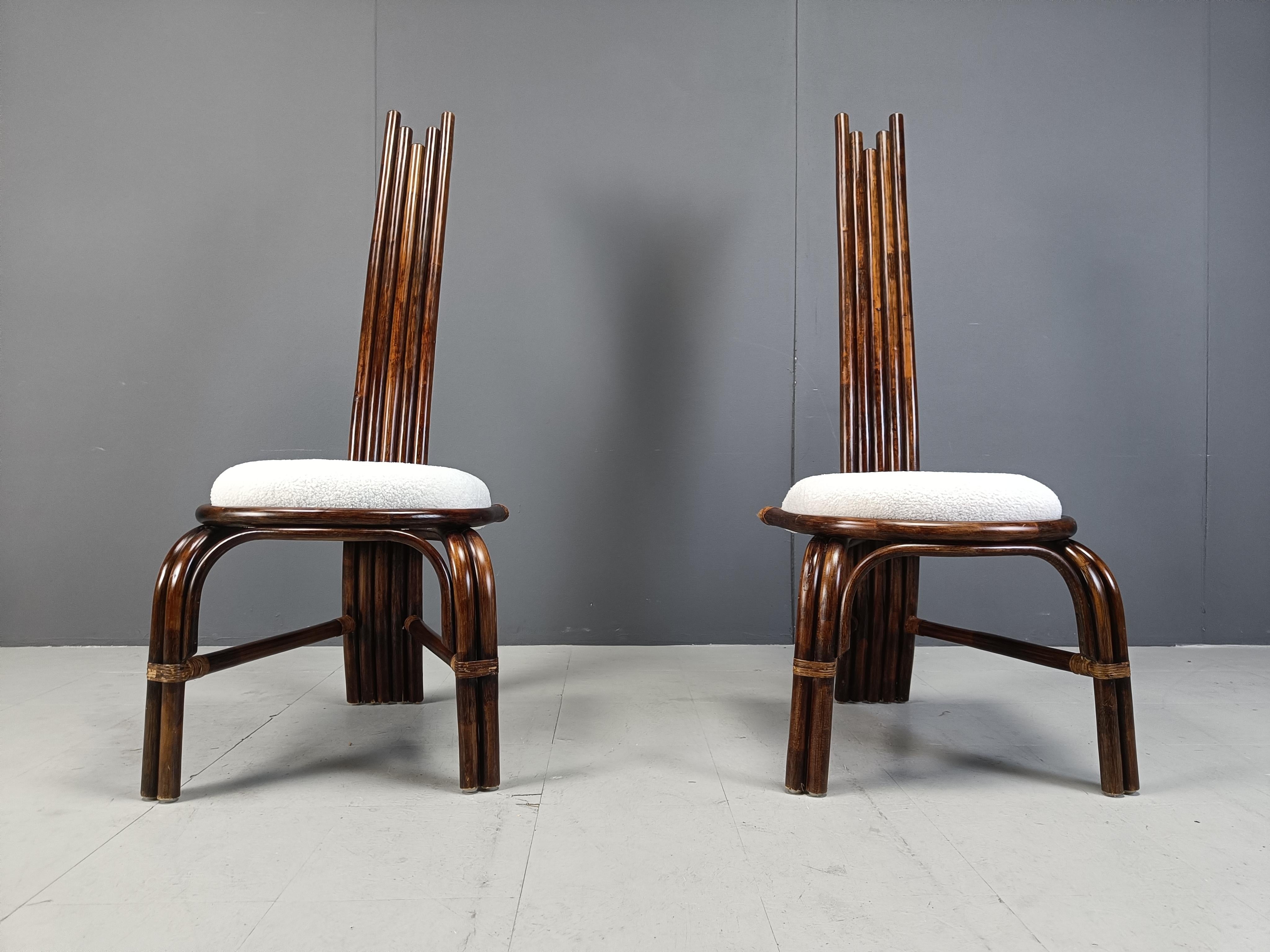 Mid-20th Century Mid century bamboo high back dining chairs, 1960s - set of 8