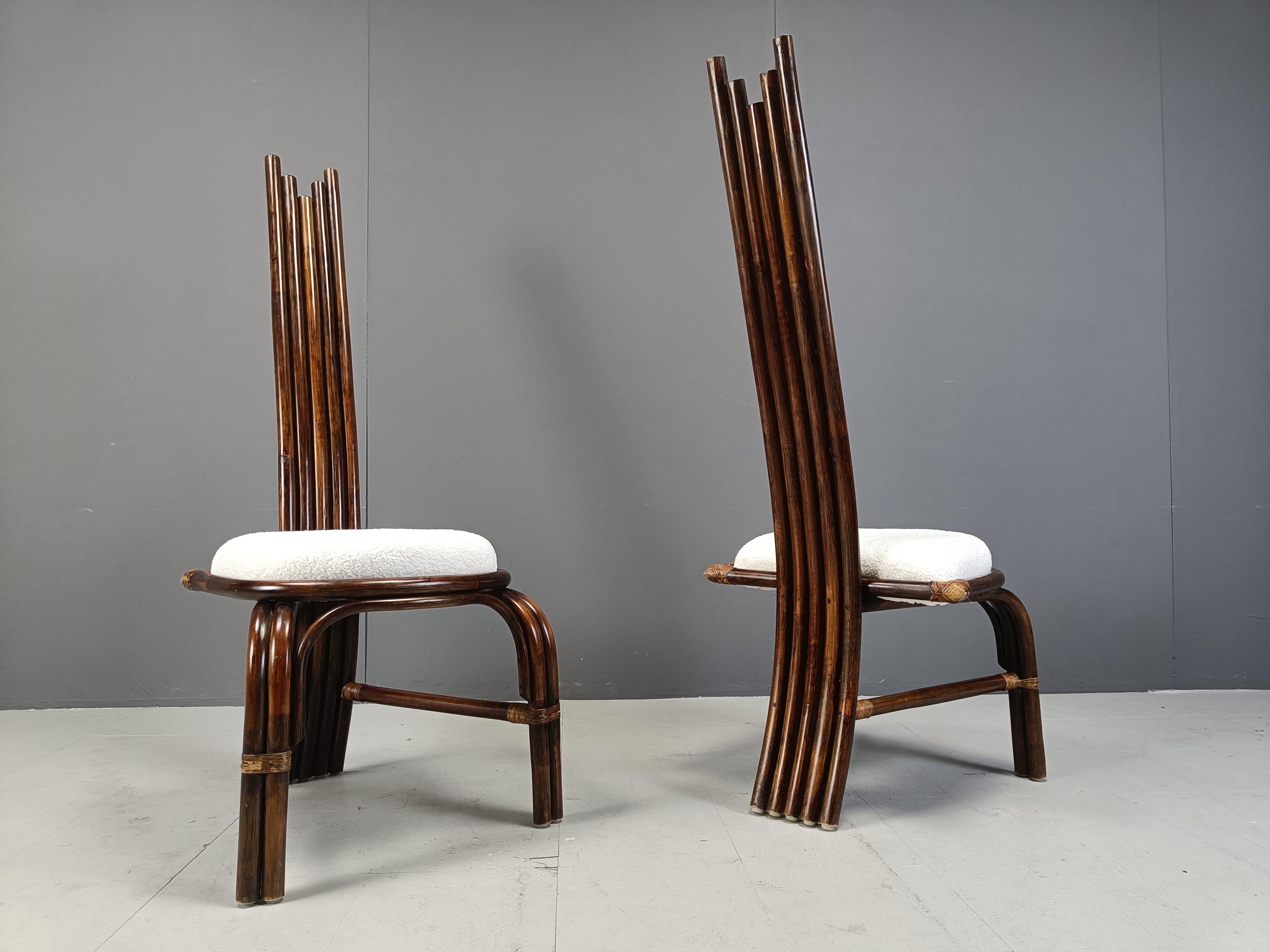 Mid century bamboo high back dining chairs, 1960s - set of 8 2