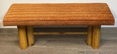Bamboo Upholstered Long Bench, Circa 1950s