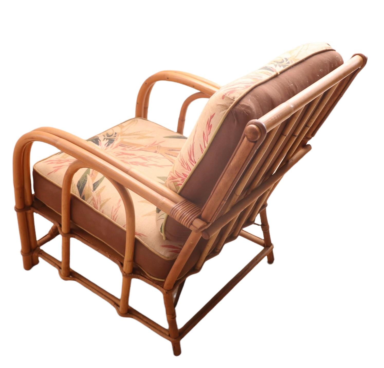 Upholstery Mid-Century Bamboo Lounge Chair by Superior Reed and Rattan Company 1960-1980