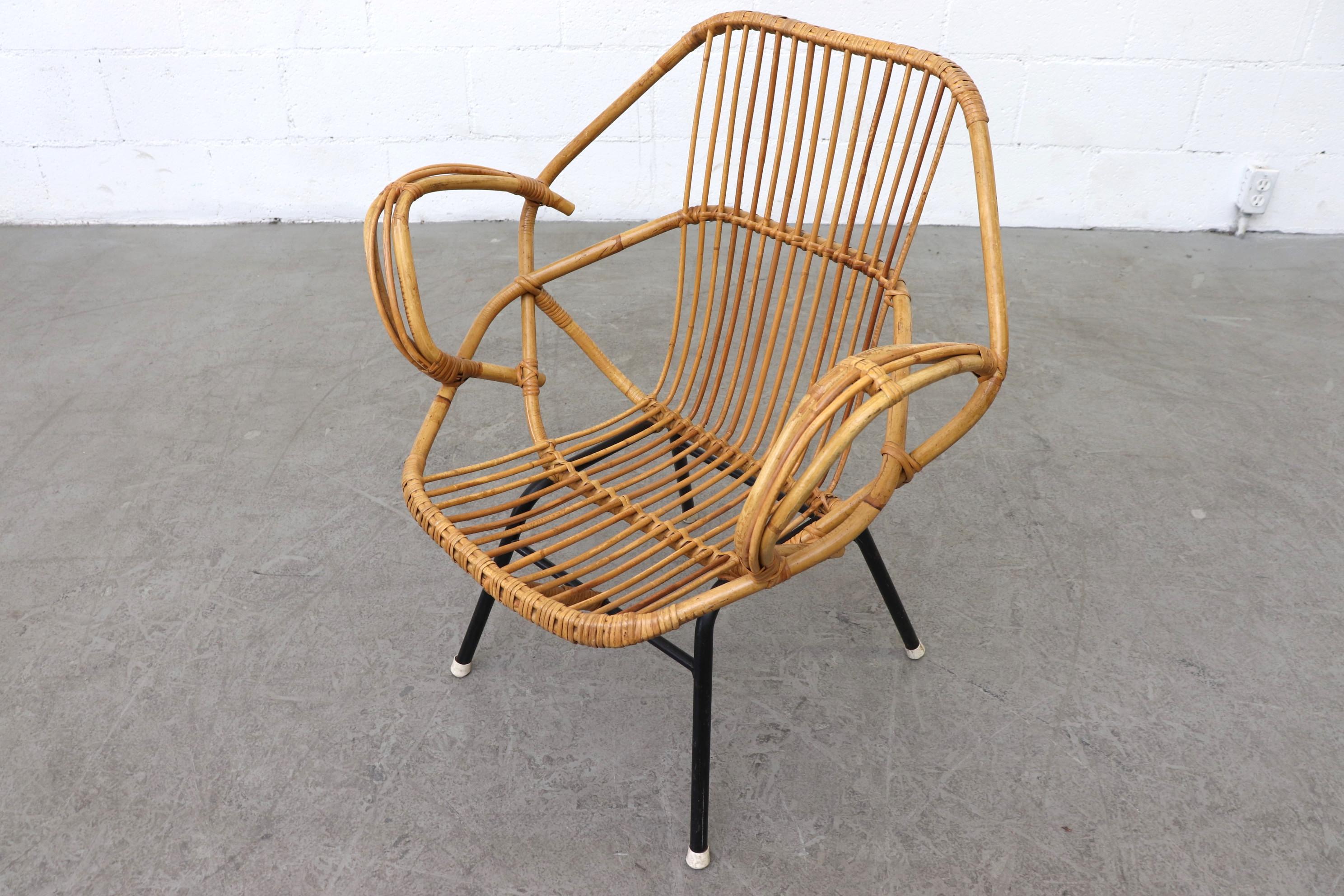 Enameled Midcentury Bamboo Lounge Chair