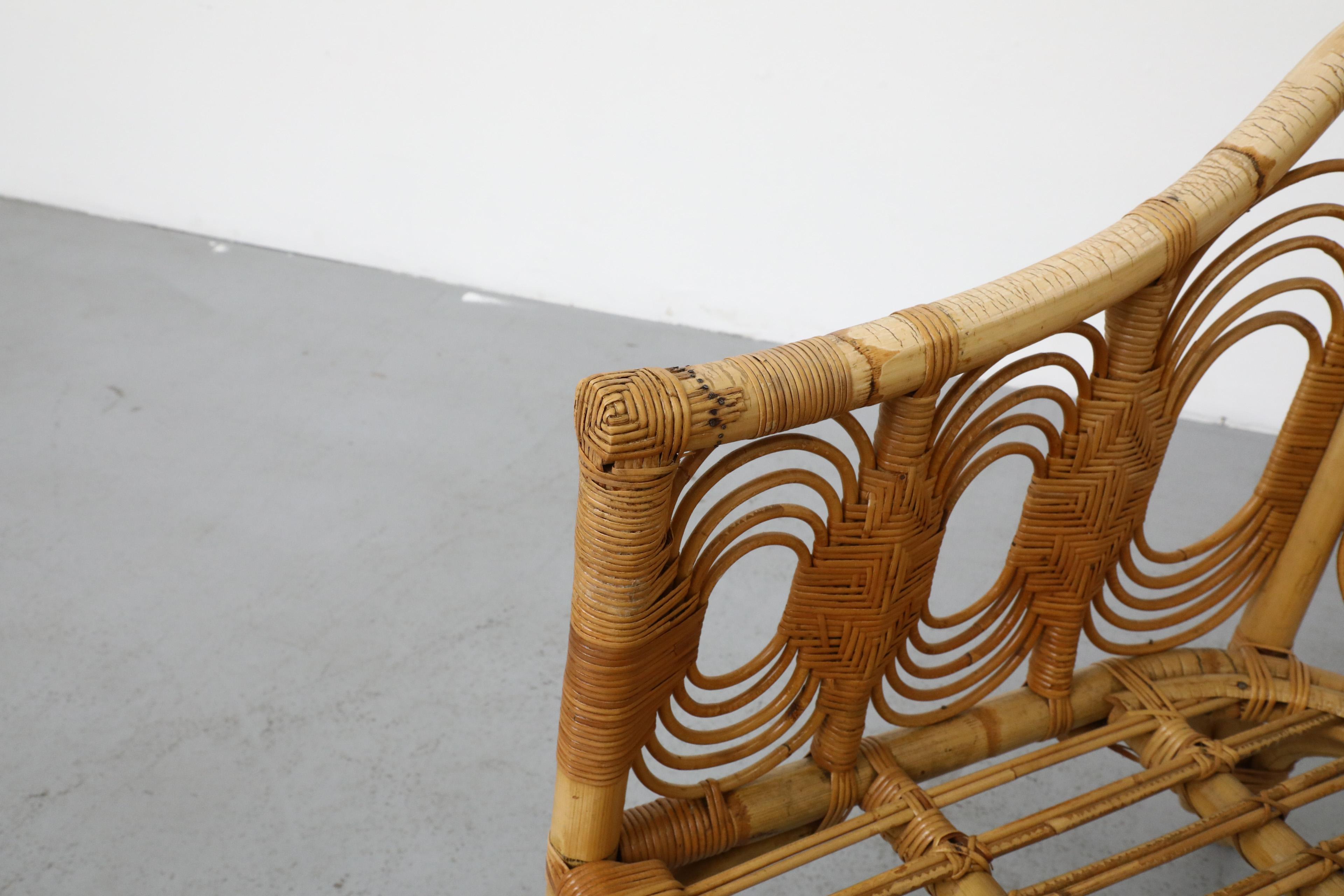 Sedia da salotto in bambù di metà secolo con motivo decorativo a spirale in vendita 3