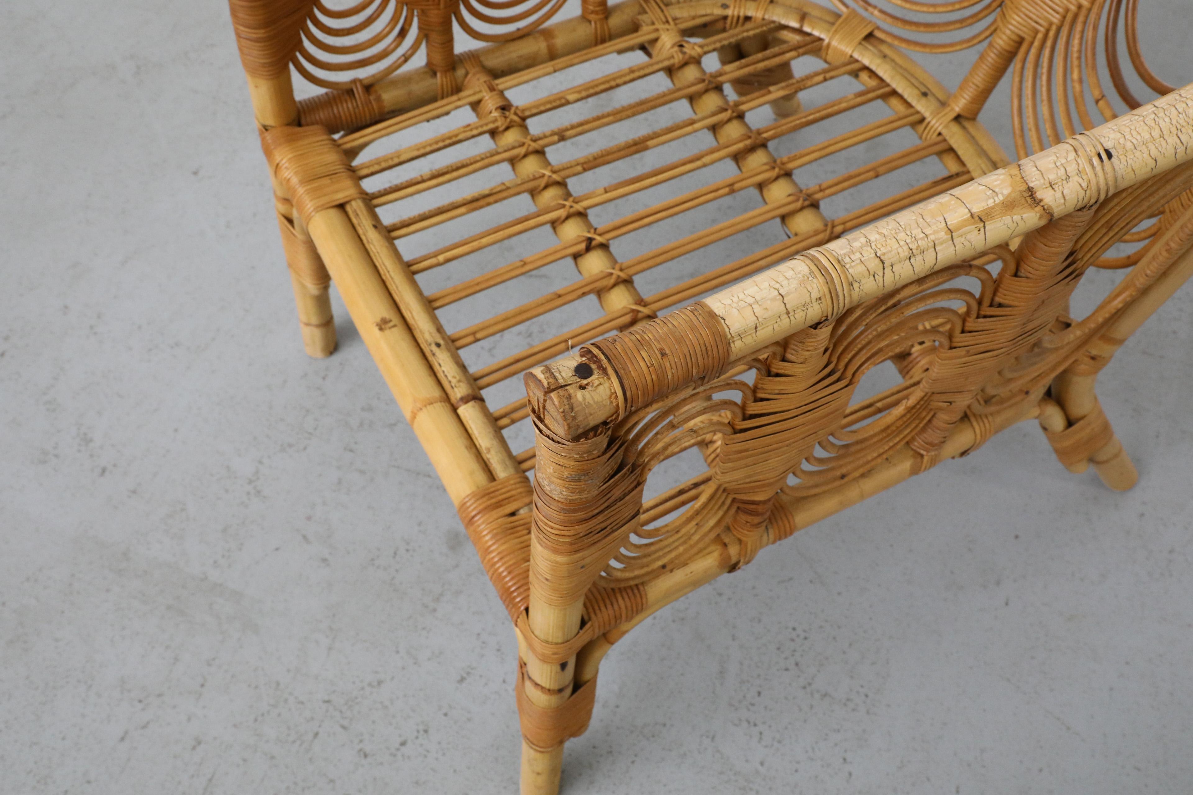 Sedia da salotto in bambù di metà secolo con motivo decorativo a spirale in vendita 4