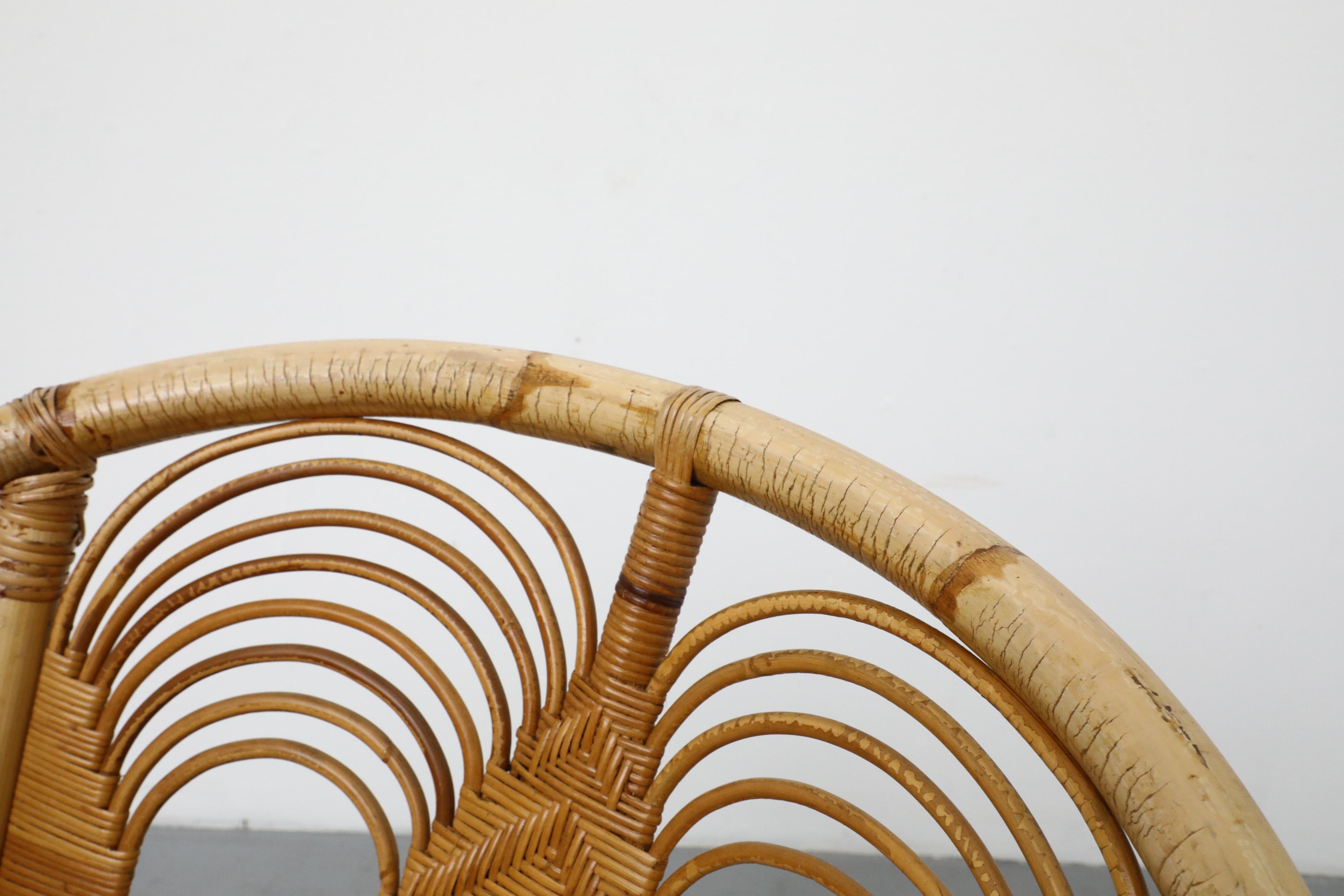 Sedia da salotto in bambù di metà secolo con motivo decorativo a spirale in vendita 5