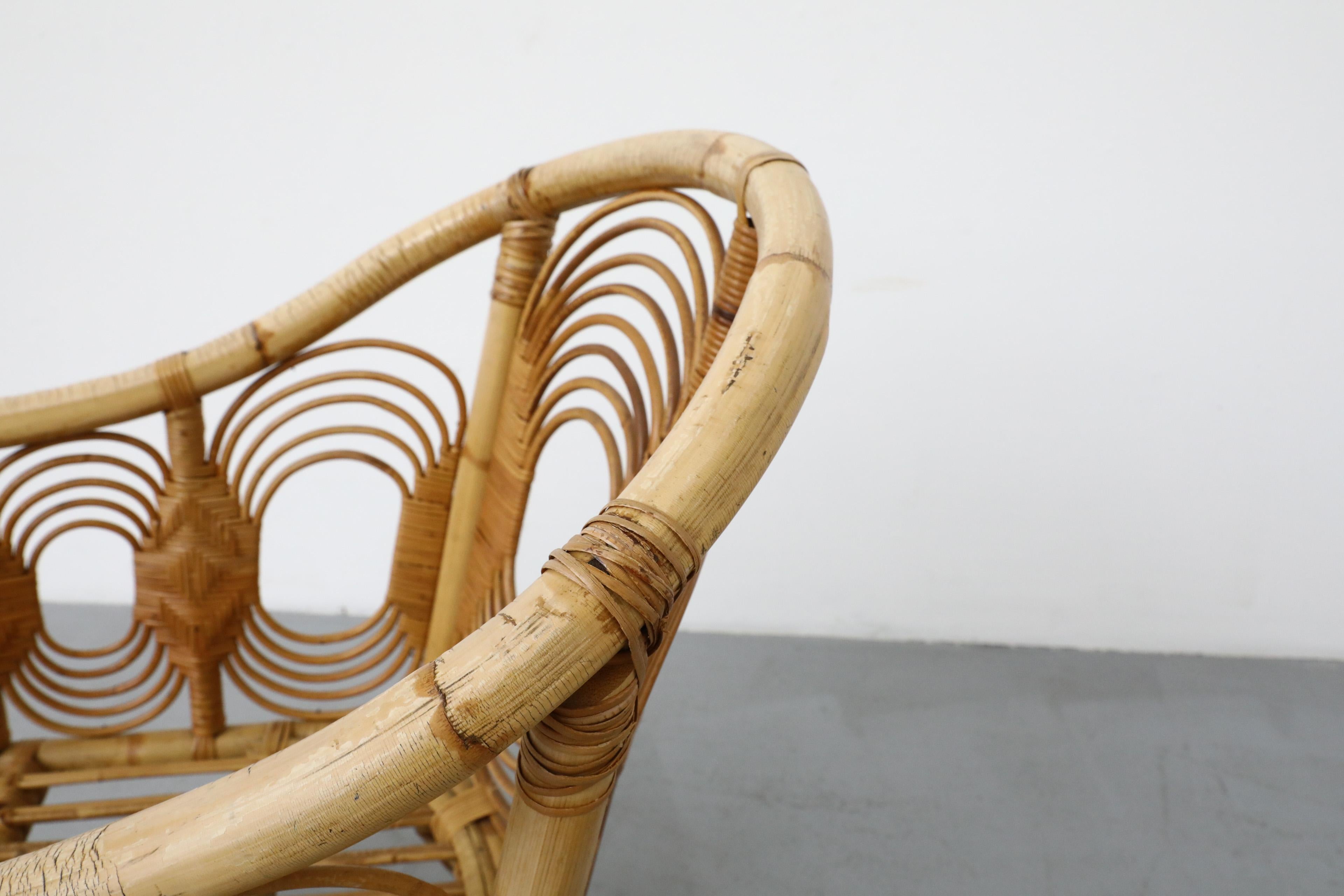 Sedia da salotto in bambù di metà secolo con motivo decorativo a spirale in vendita 6