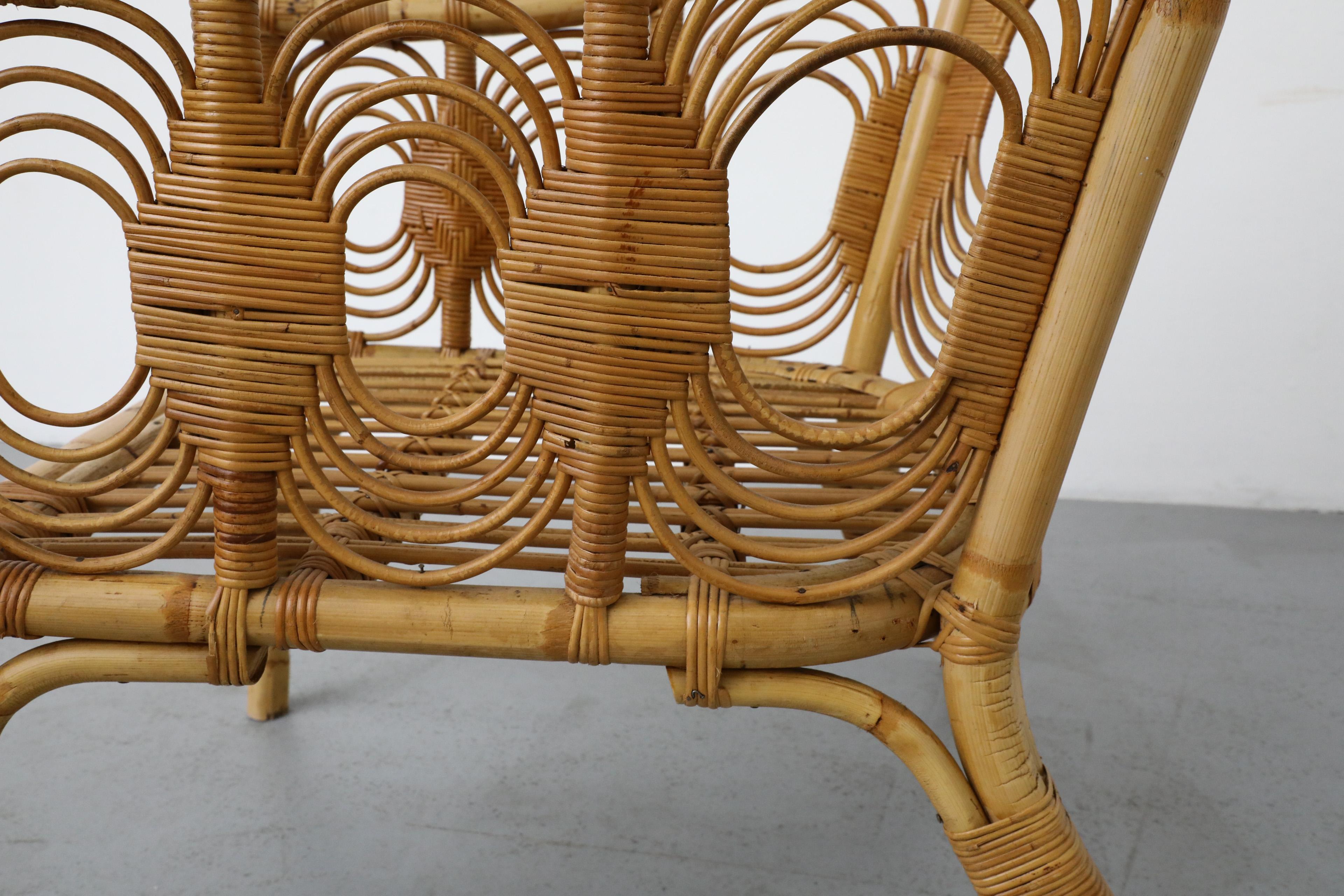 Sedia da salotto in bambù di metà secolo con motivo decorativo a spirale in vendita 7