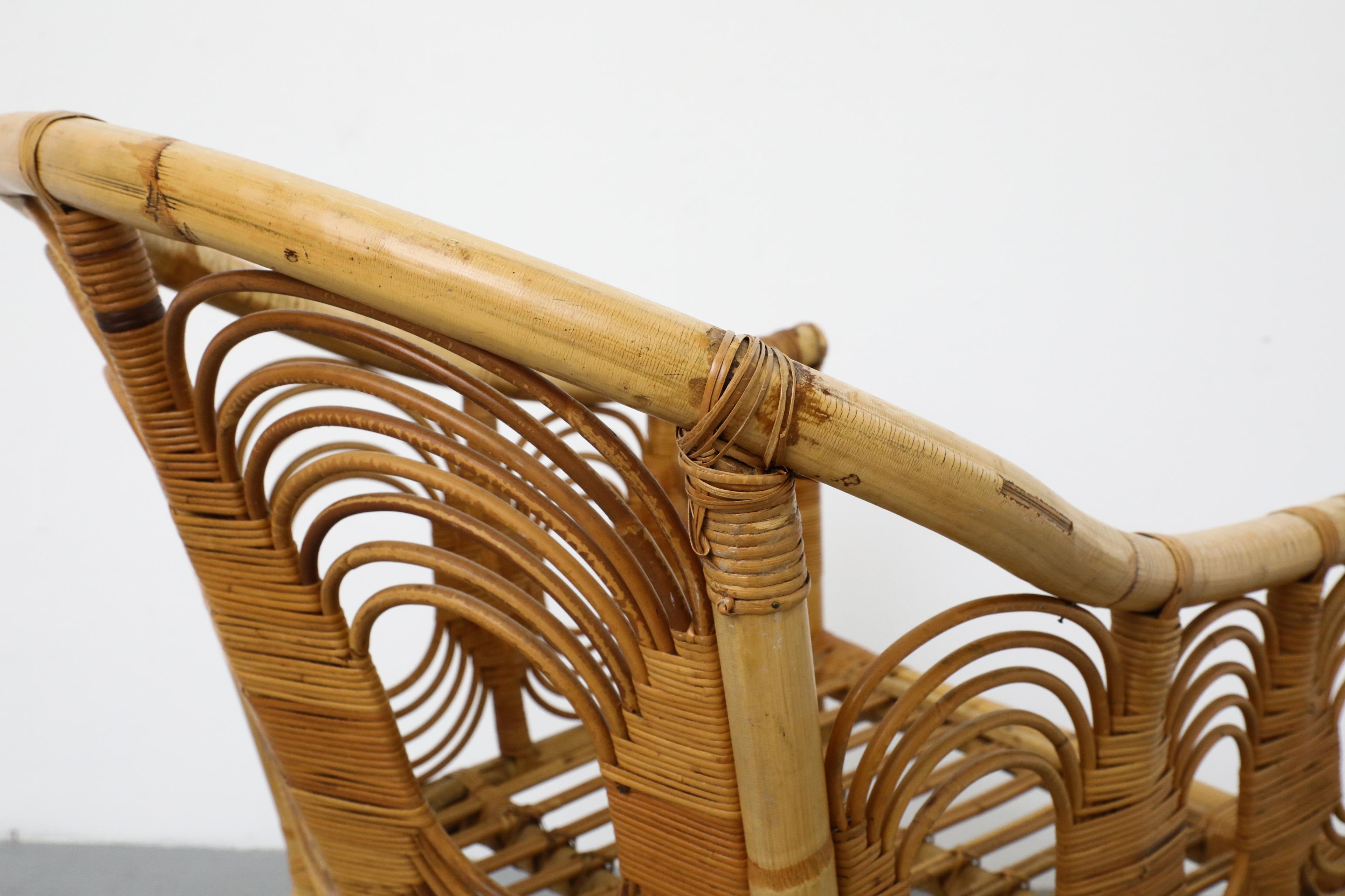 Sedia da salotto in bambù di metà secolo con motivo decorativo a spirale in vendita 12