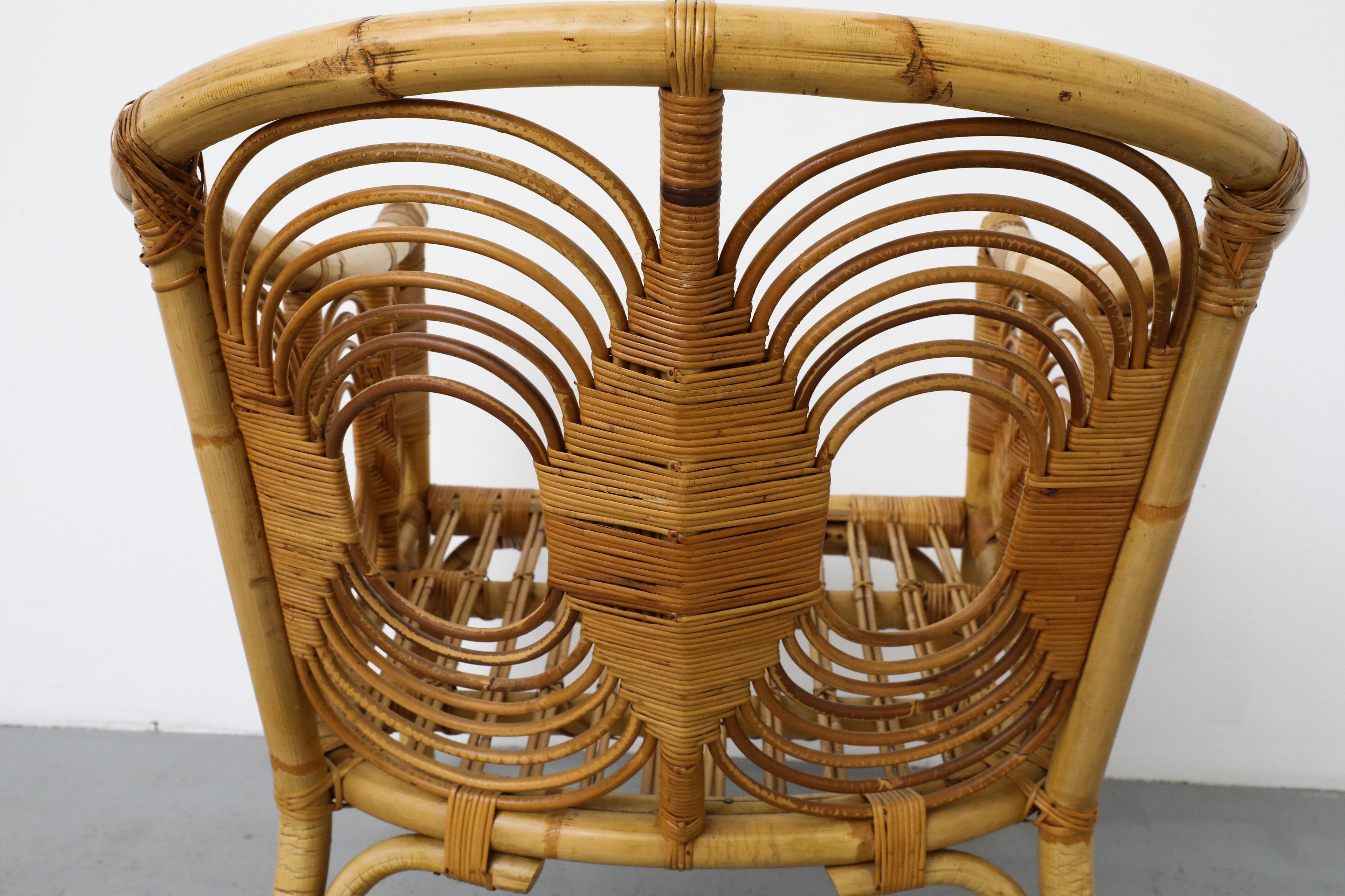 Sedia da salotto in bambù di metà secolo con motivo decorativo a spirale in vendita 13