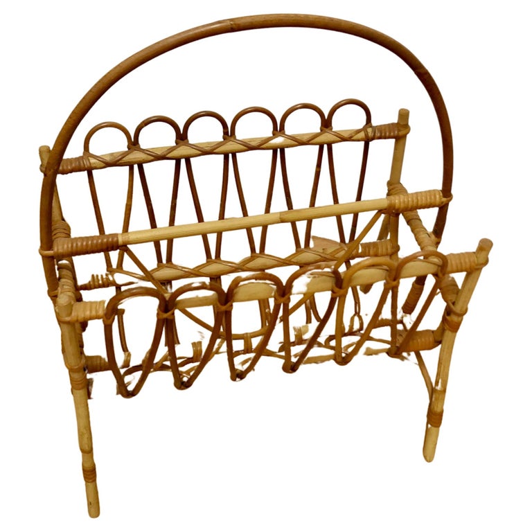 Mid Century Bamboo Magazine Rack For Sale at 1stDibs